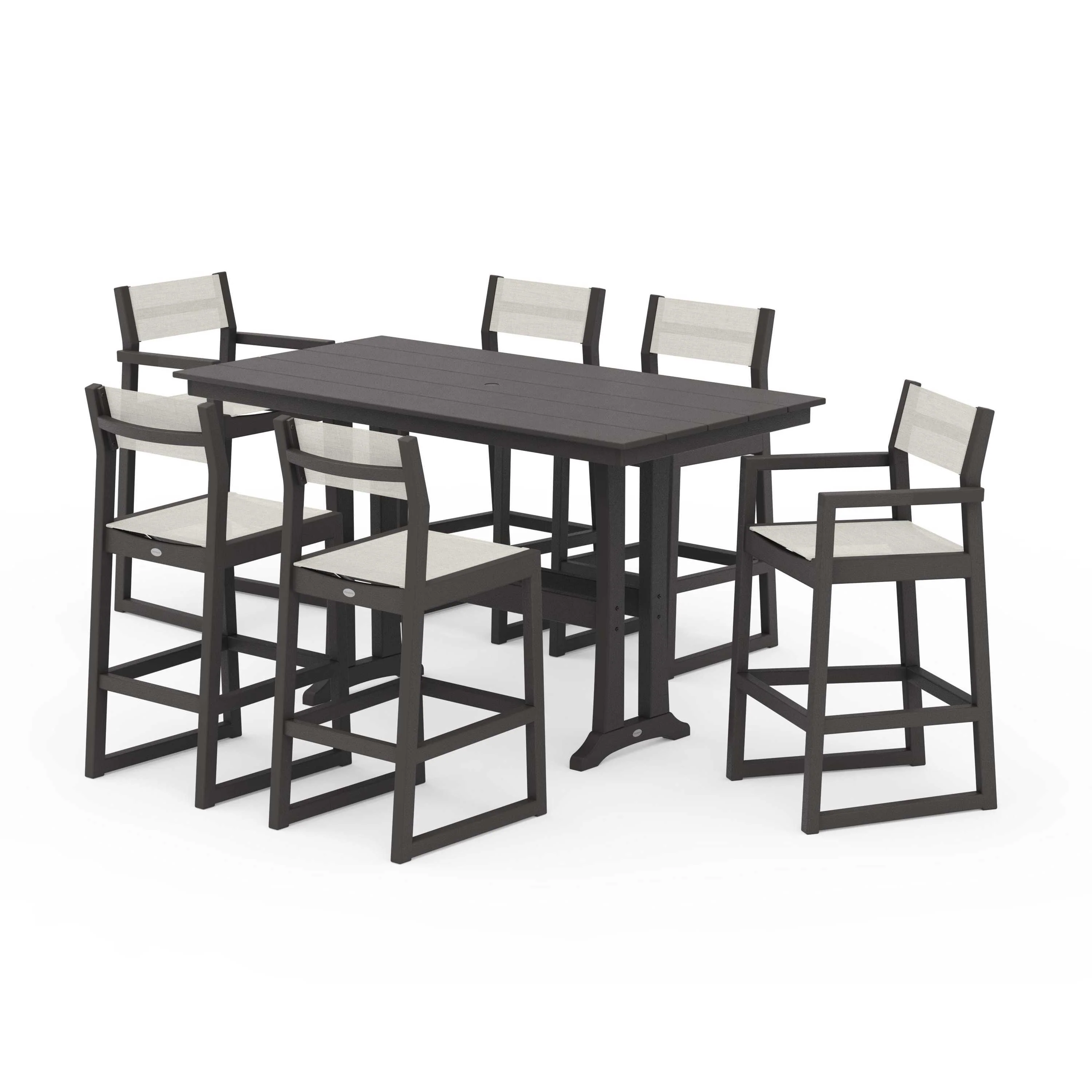 EDGE Sling 7-Piece Farmhouse Bar Set with Trestle Legs - Image 94