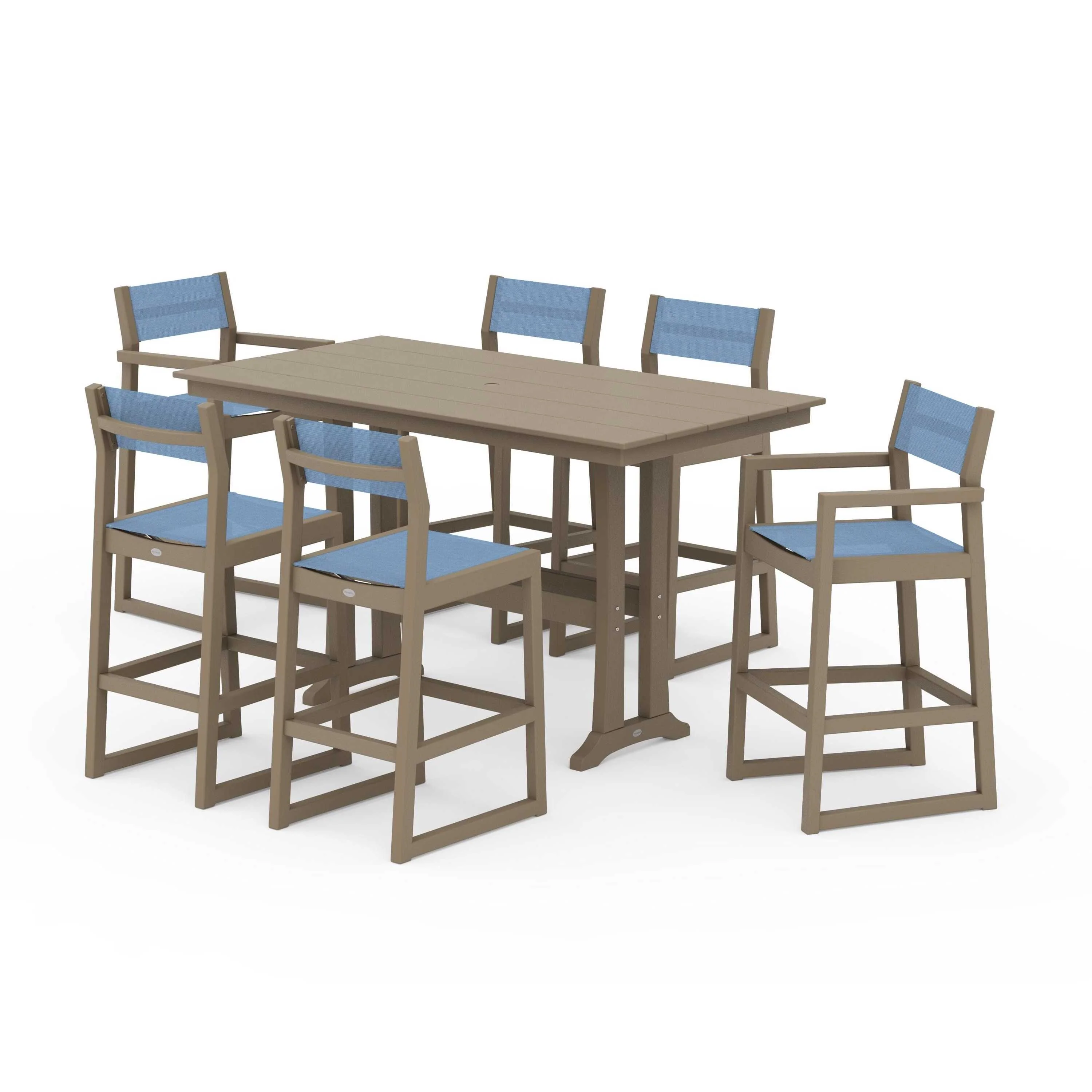 EDGE Sling 7-Piece Farmhouse Bar Set with Trestle Legs - Image 95