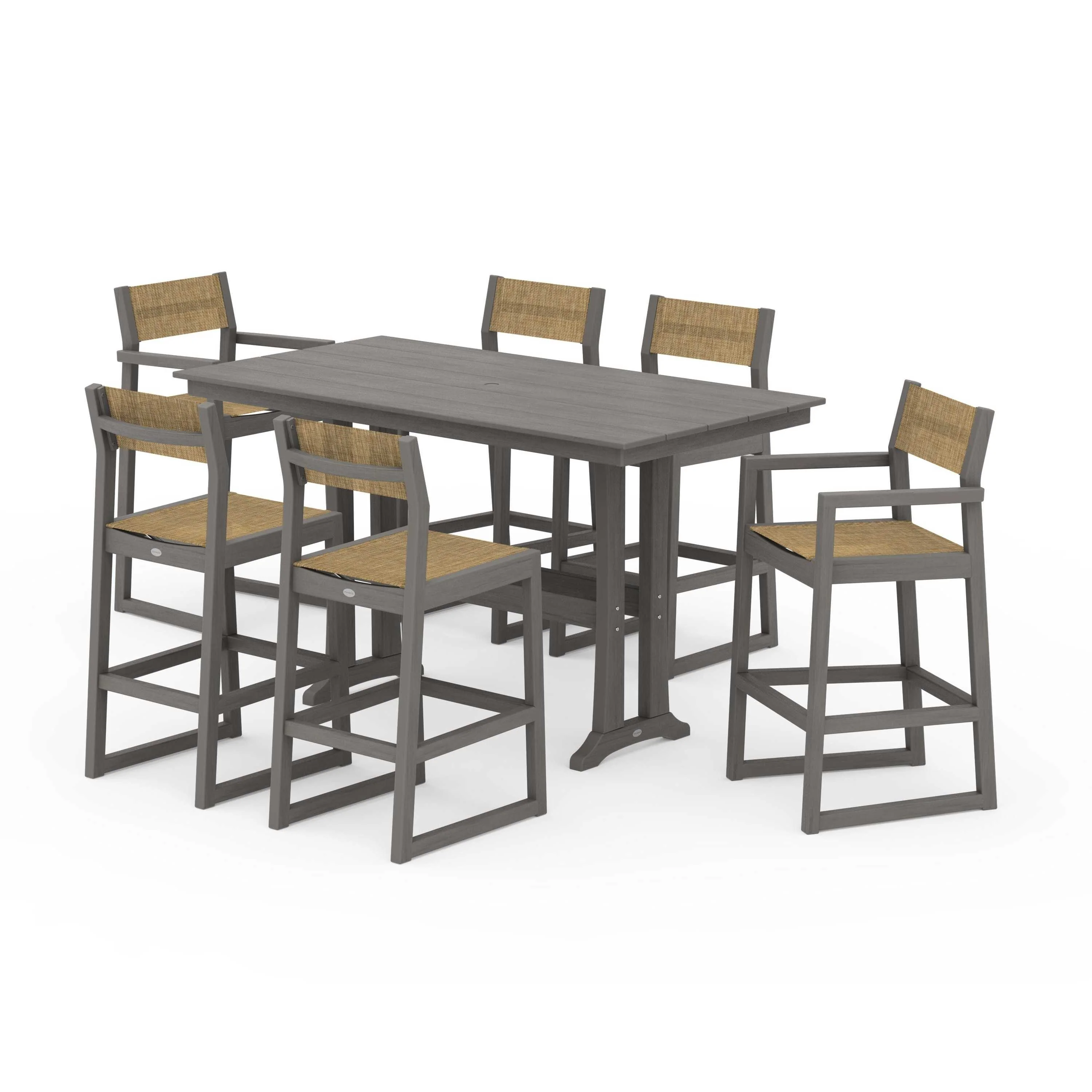 EDGE Sling 7-Piece Farmhouse Bar Set with Trestle Legs - Image 97