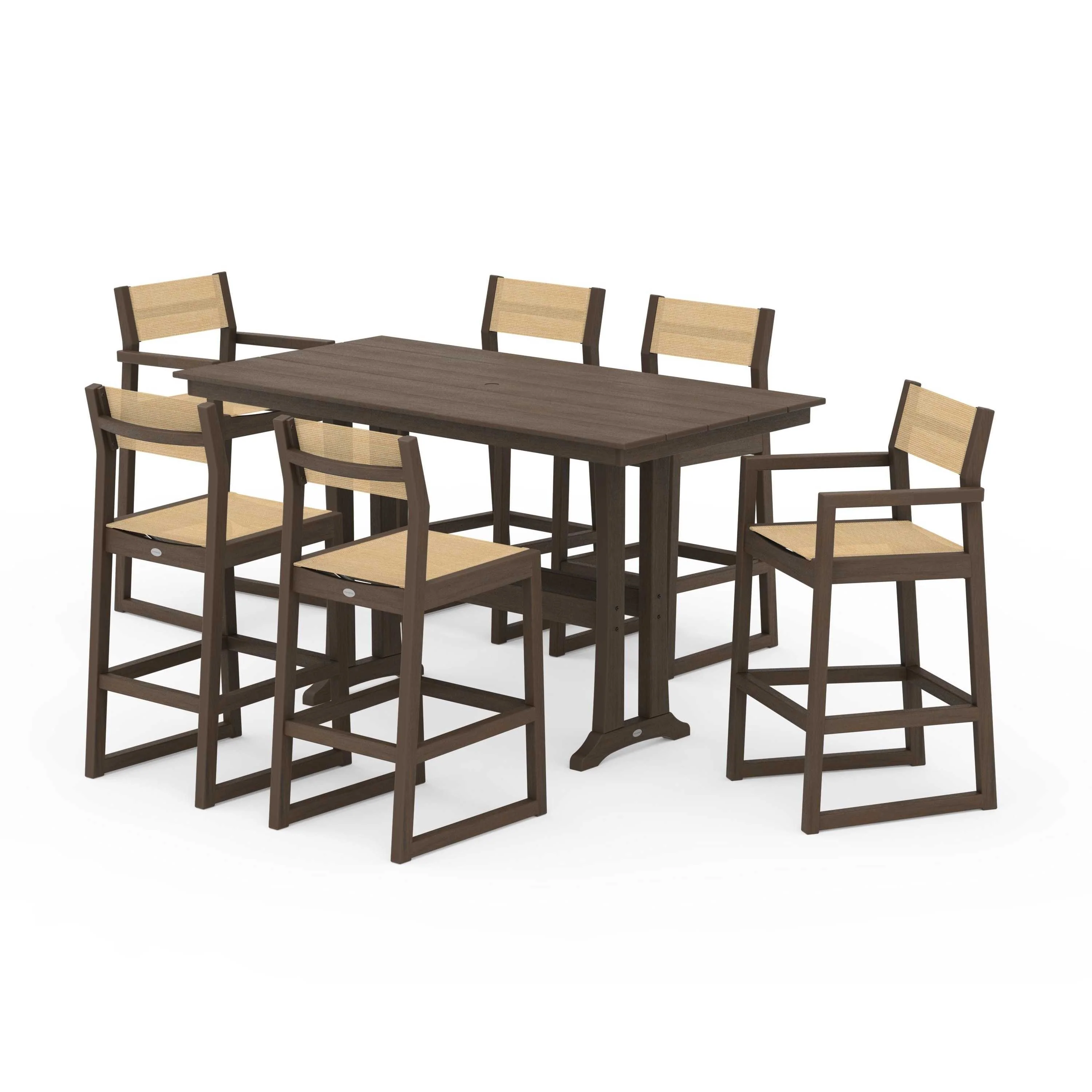 EDGE Sling 7-Piece Farmhouse Bar Set with Trestle Legs - Image 99