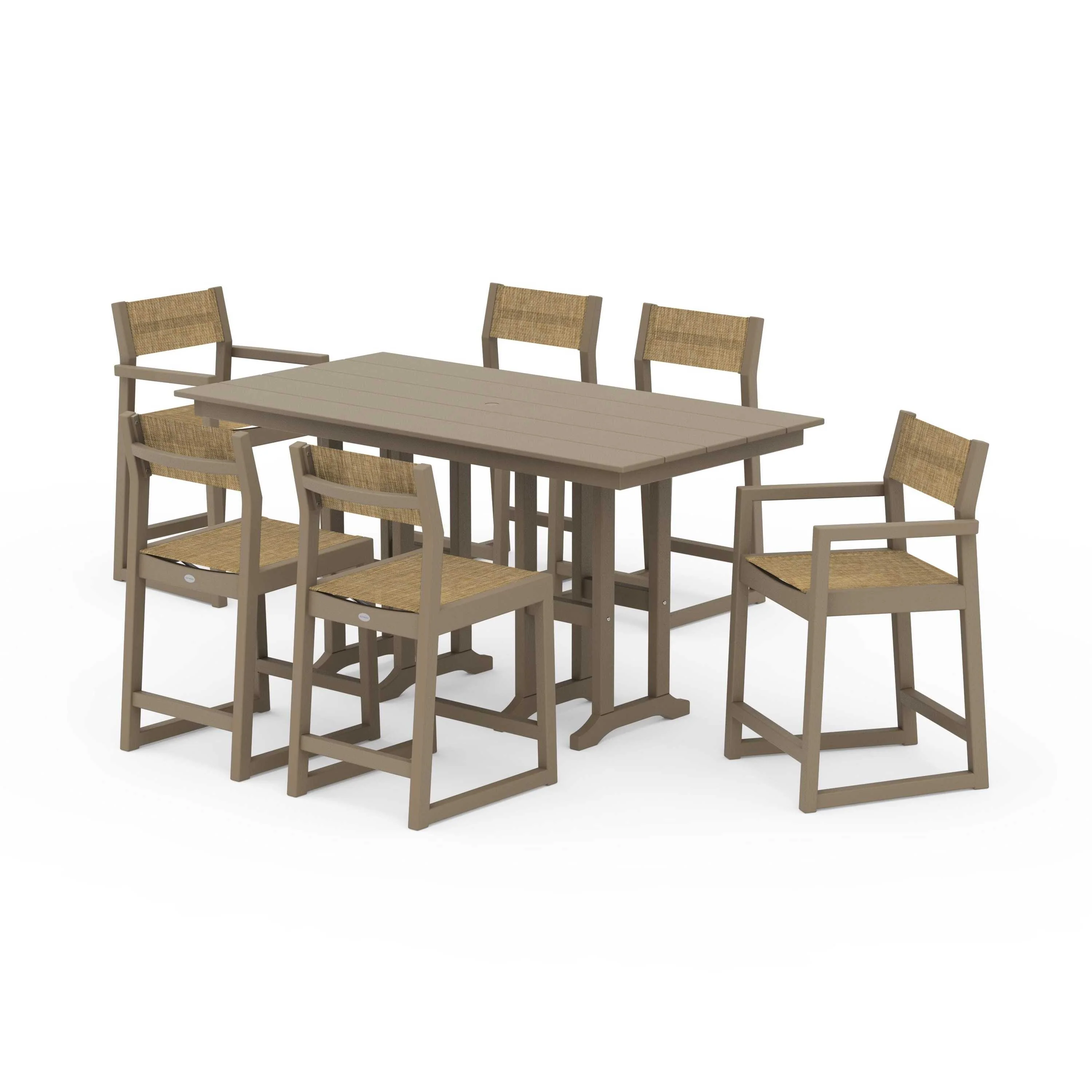 EDGE Sling 7-Piece Farmhouse Counter Set with Trestle Legs - Image 100