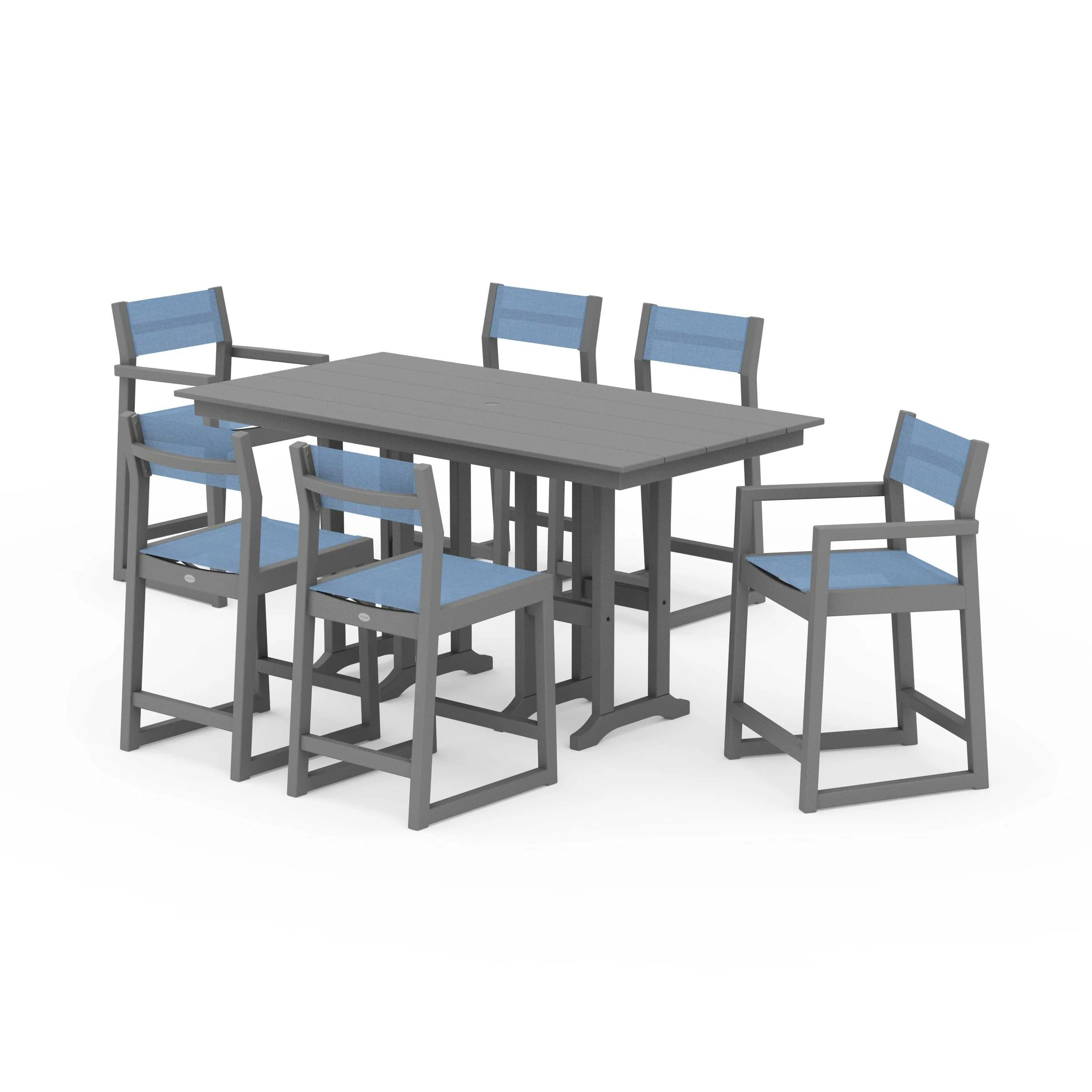 EDGE Sling 7-Piece Farmhouse Counter Set with Trestle Legs - Image 101