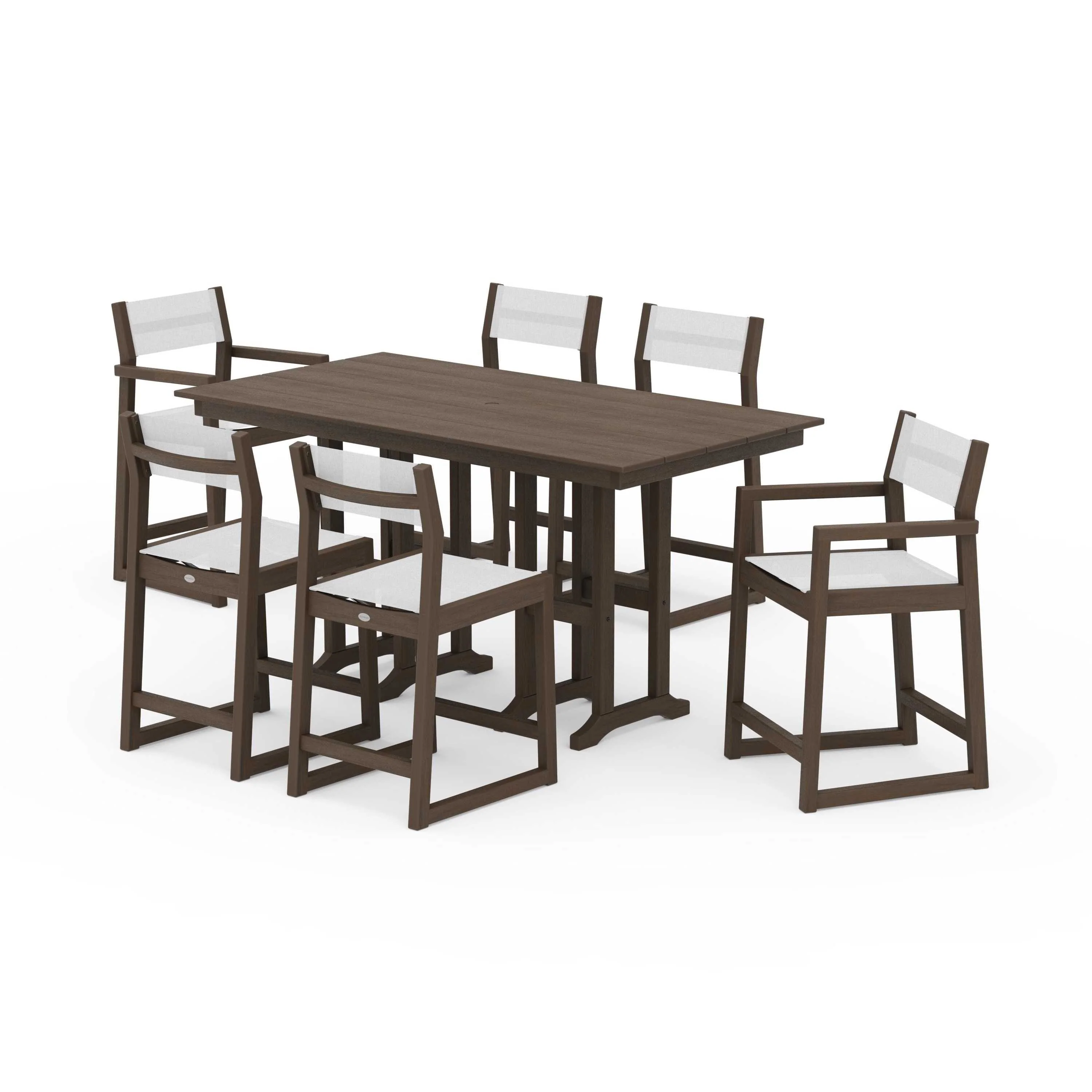 EDGE Sling 7-Piece Farmhouse Counter Set with Trestle Legs - Image 105