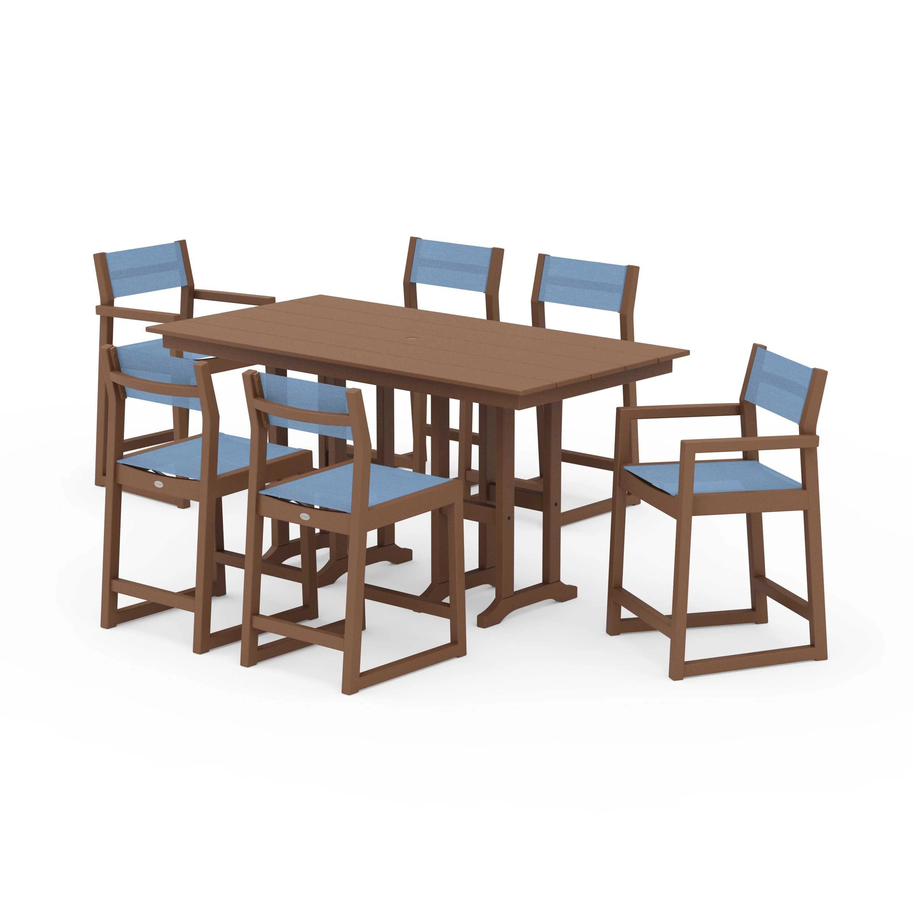 EDGE Sling 7-Piece Farmhouse Counter Set with Trestle Legs - Image 109