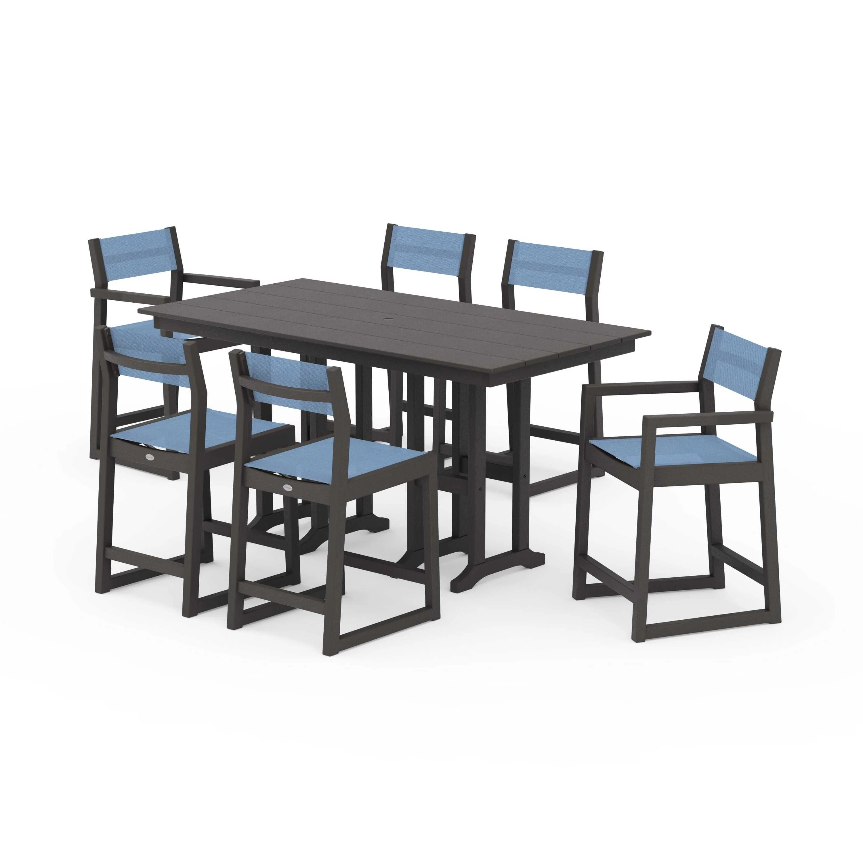 EDGE Sling 7-Piece Farmhouse Counter Set with Trestle Legs - Image 111