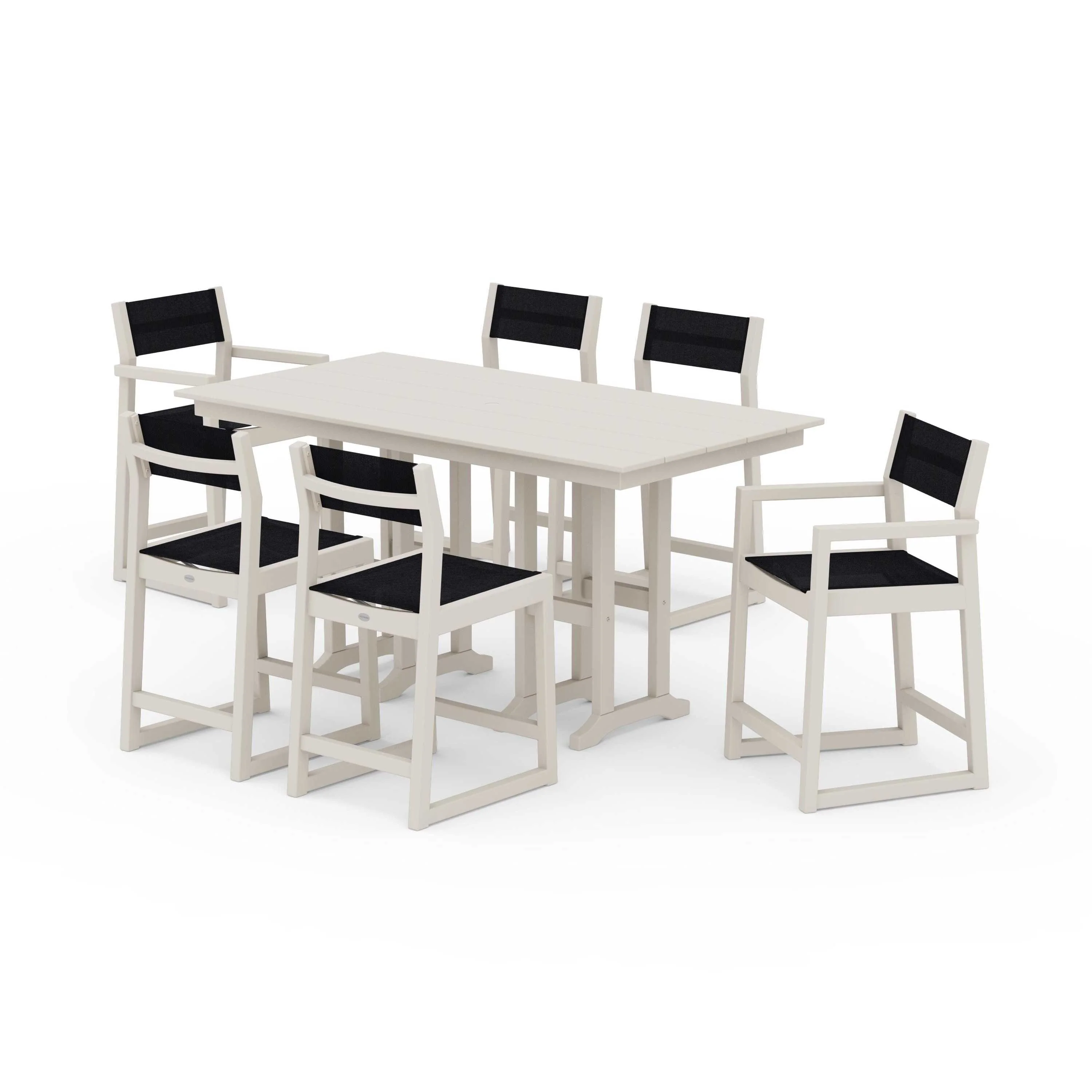 EDGE Sling 7-Piece Farmhouse Counter Set with Trestle Legs - Image 113