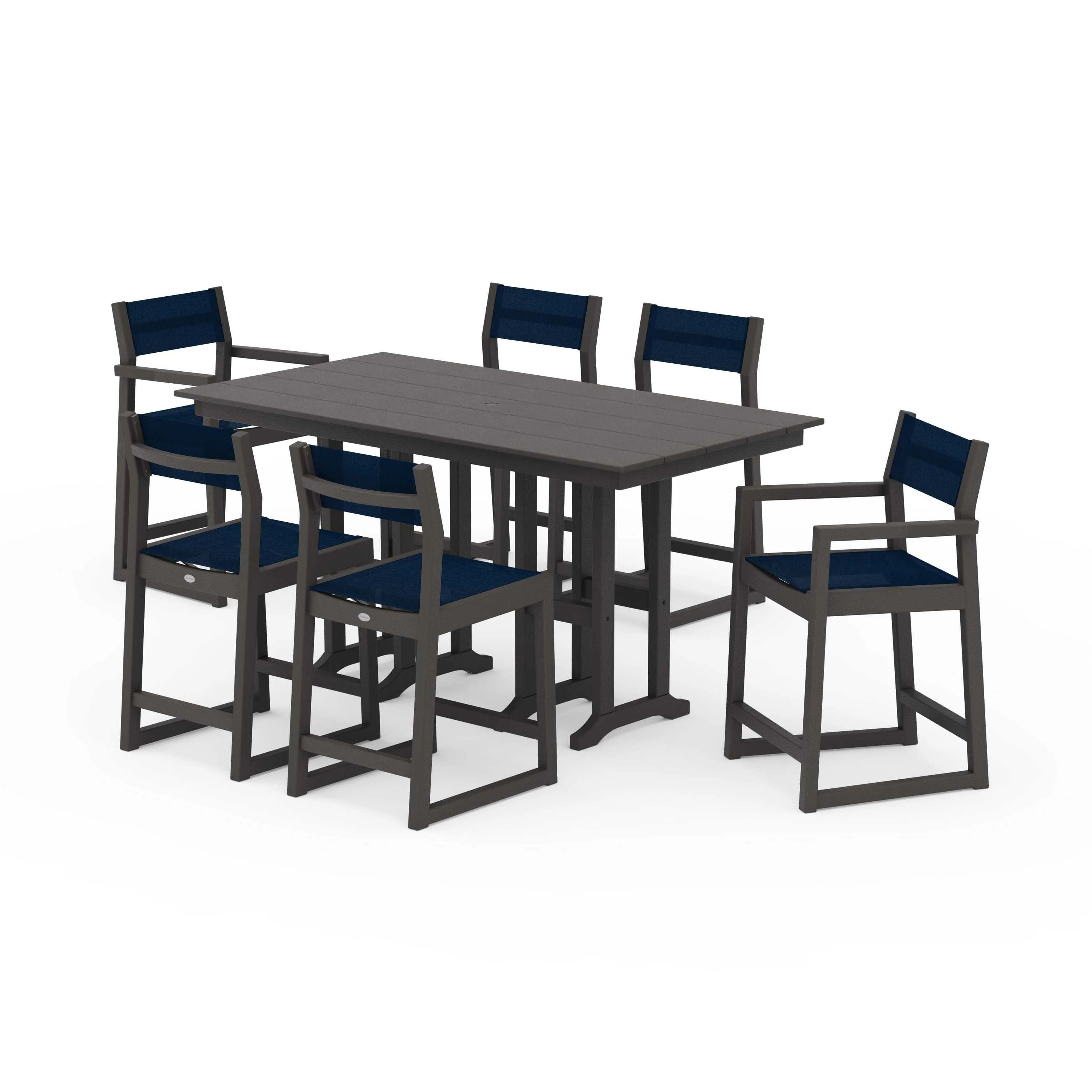 EDGE Sling 7-Piece Farmhouse Counter Set with Trestle Legs - Image 114