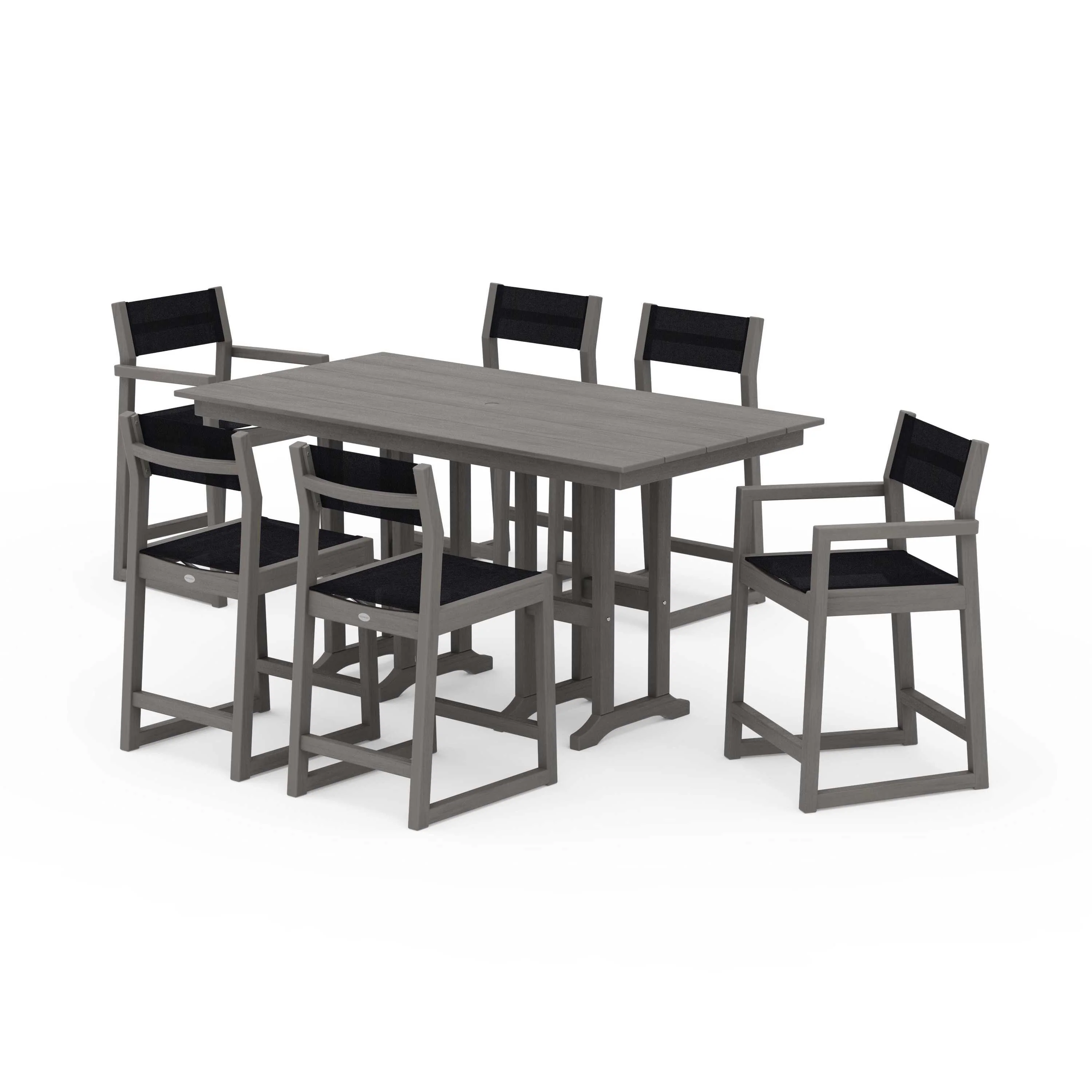 EDGE Sling 7-Piece Farmhouse Counter Set with Trestle Legs - Image 115