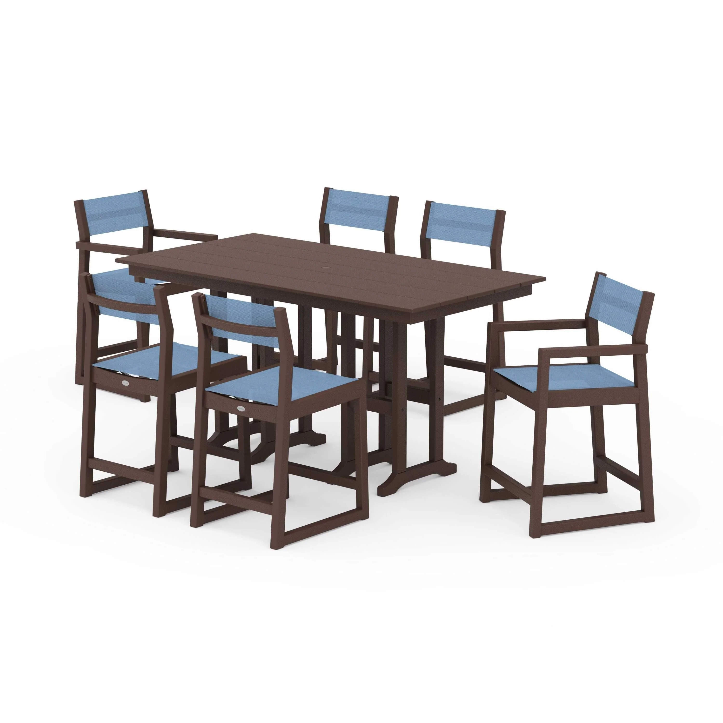 EDGE Sling 7-Piece Farmhouse Counter Set with Trestle Legs - Image 119