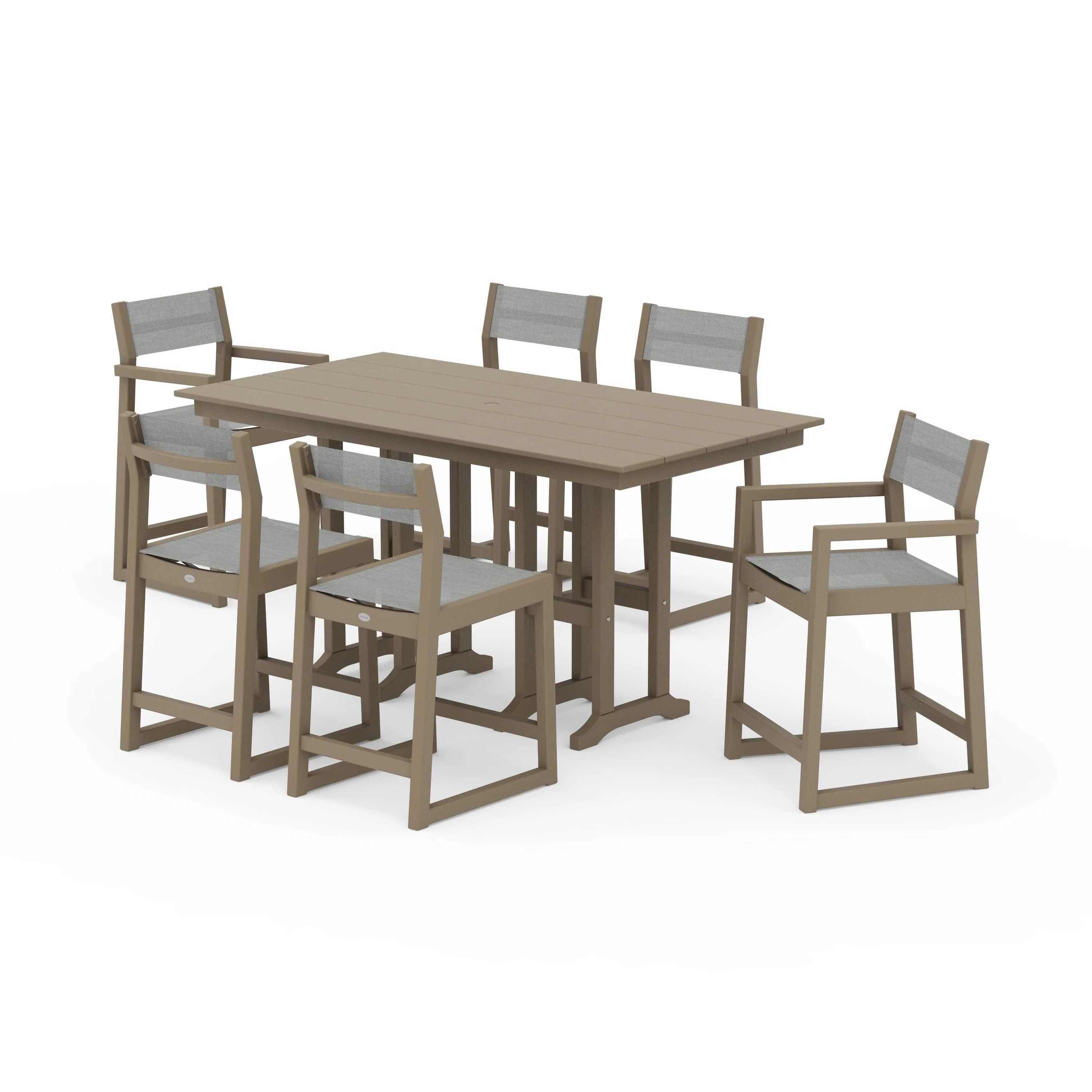 EDGE Sling 7-Piece Farmhouse Counter Set with Trestle Legs - Image 121
