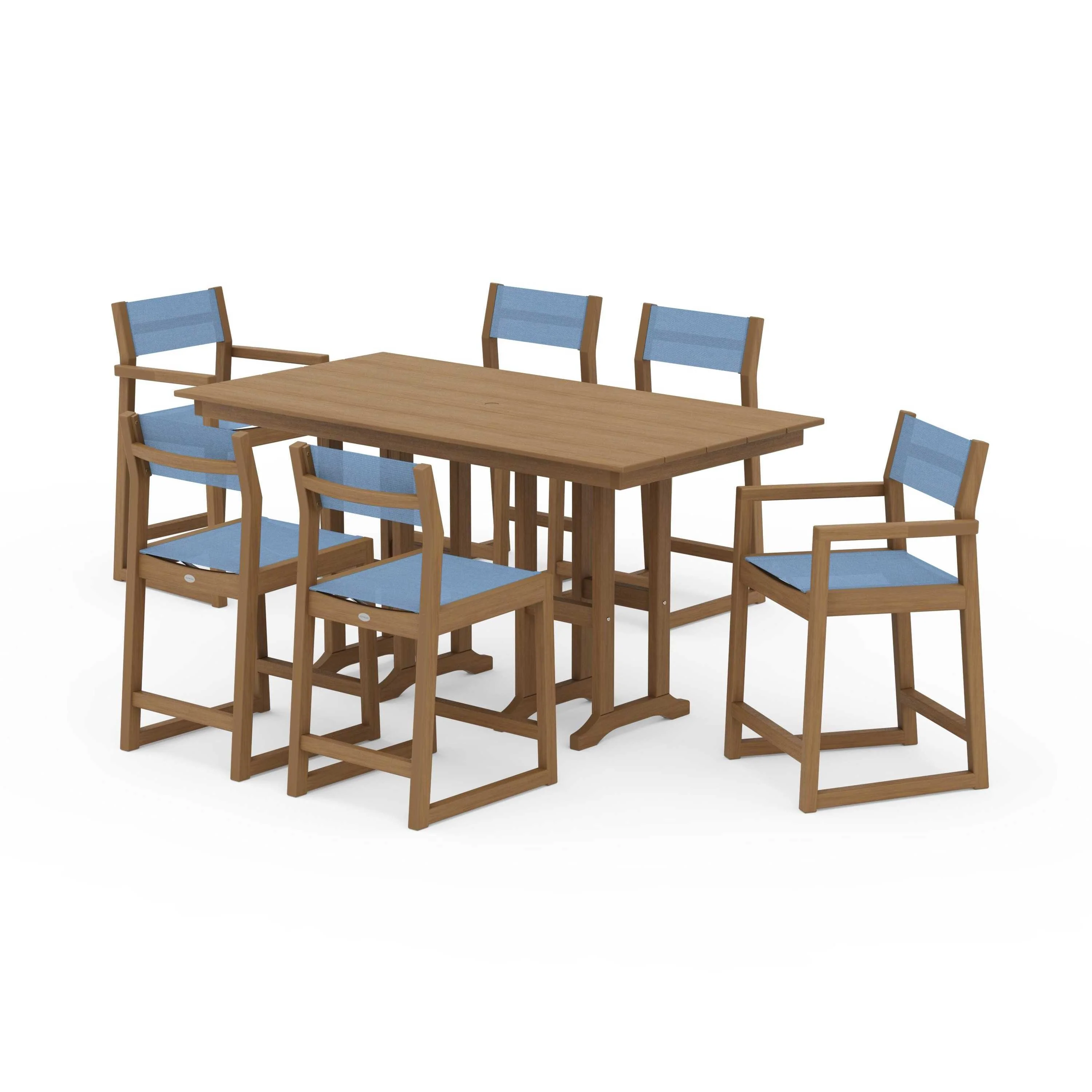 EDGE Sling 7-Piece Farmhouse Counter Set with Trestle Legs - Image 123