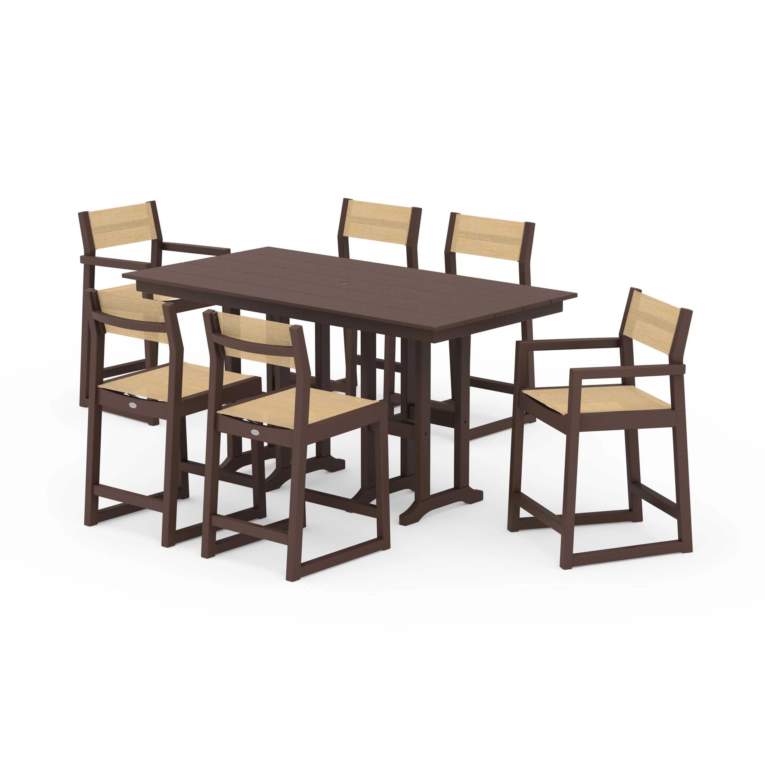 EDGE Sling 7-Piece Farmhouse Counter Set with Trestle Legs - Image 126