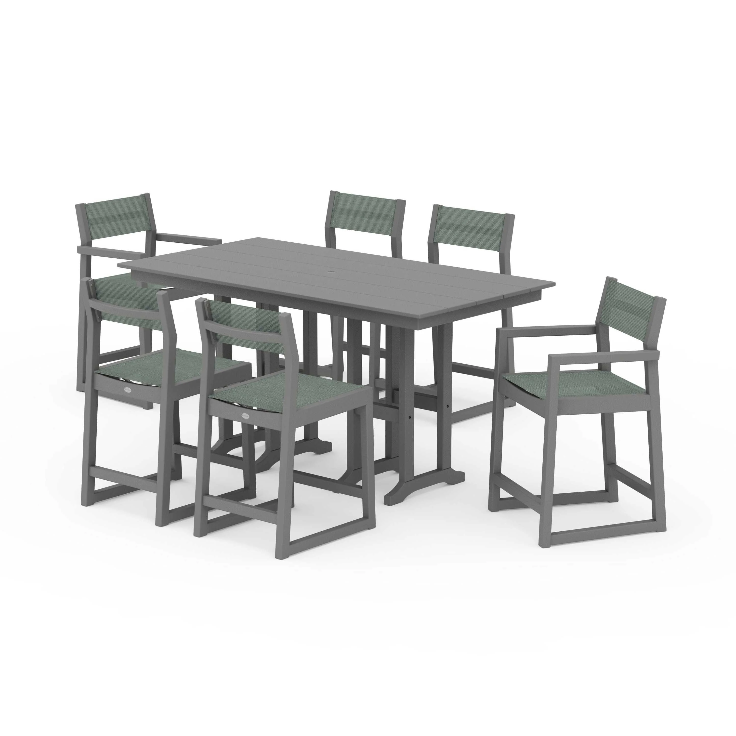 EDGE Sling 7-Piece Farmhouse Counter Set with Trestle Legs - Image 127