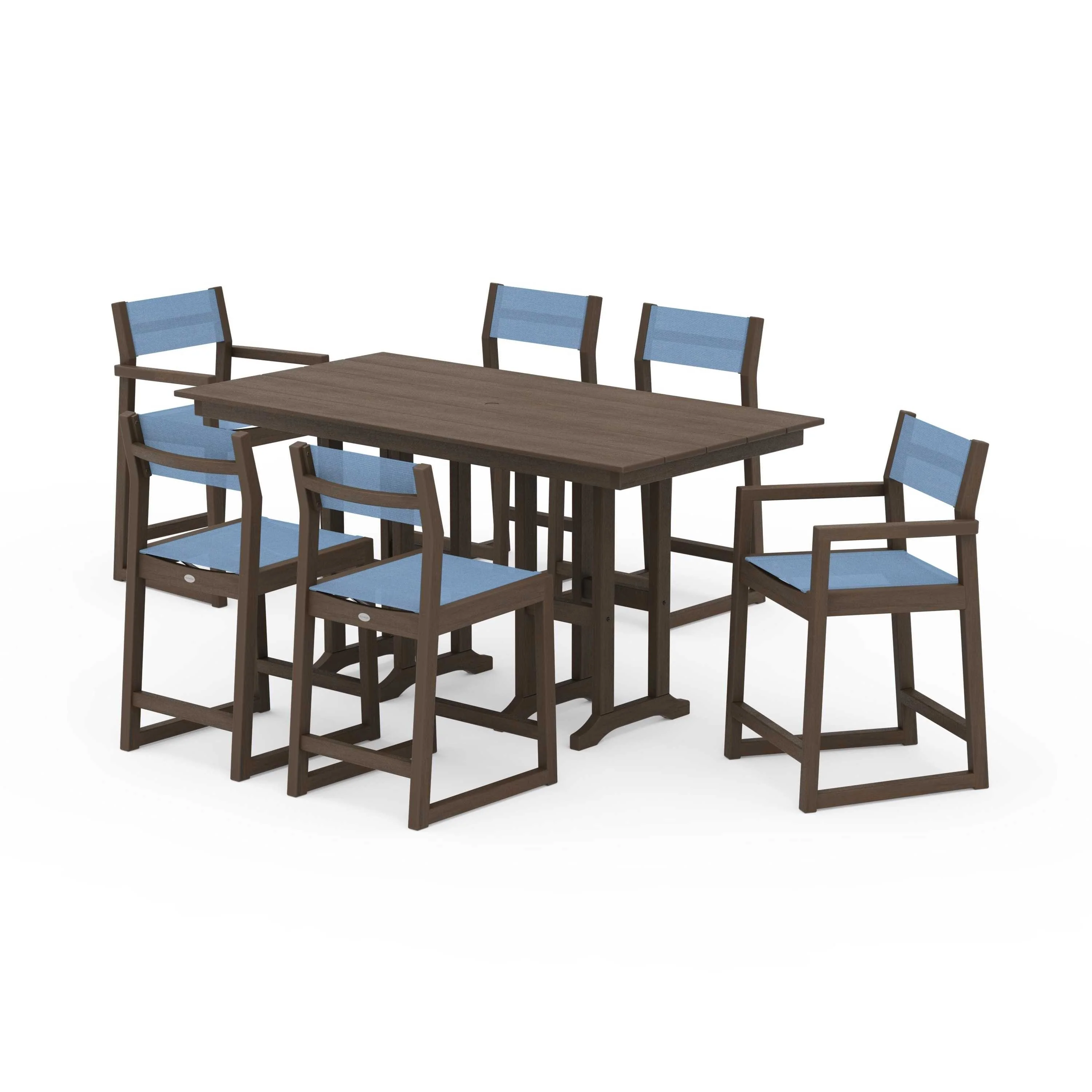 EDGE Sling 7-Piece Farmhouse Counter Set with Trestle Legs - Image 131