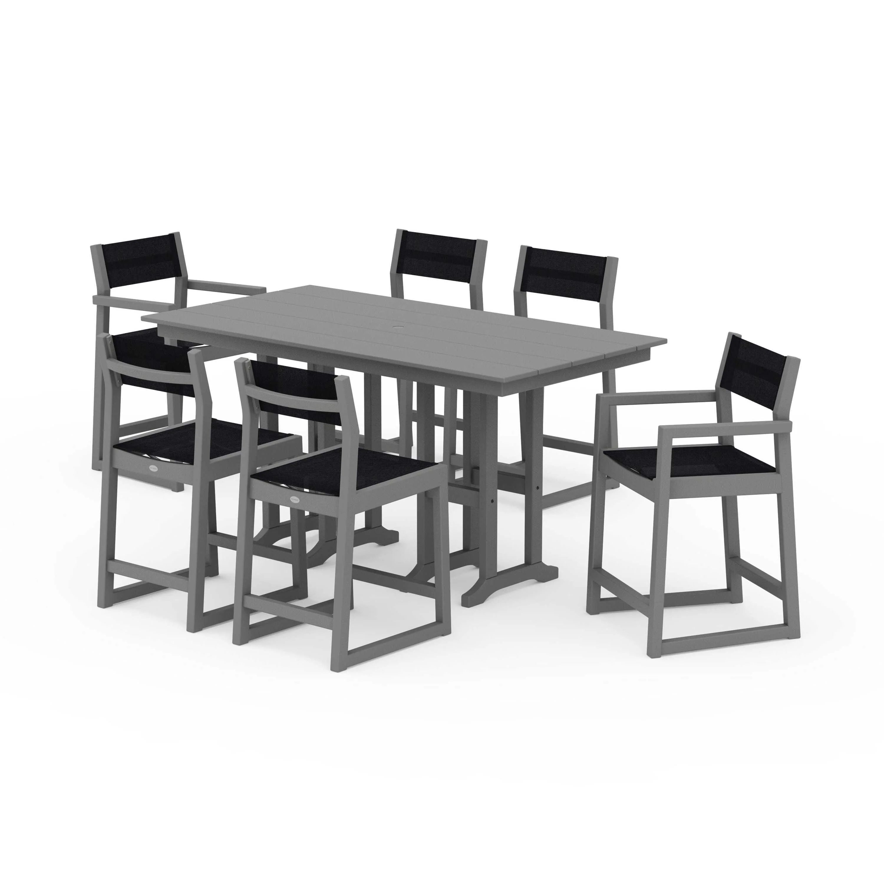 EDGE Sling 7-Piece Farmhouse Counter Set with Trestle Legs - Image 135