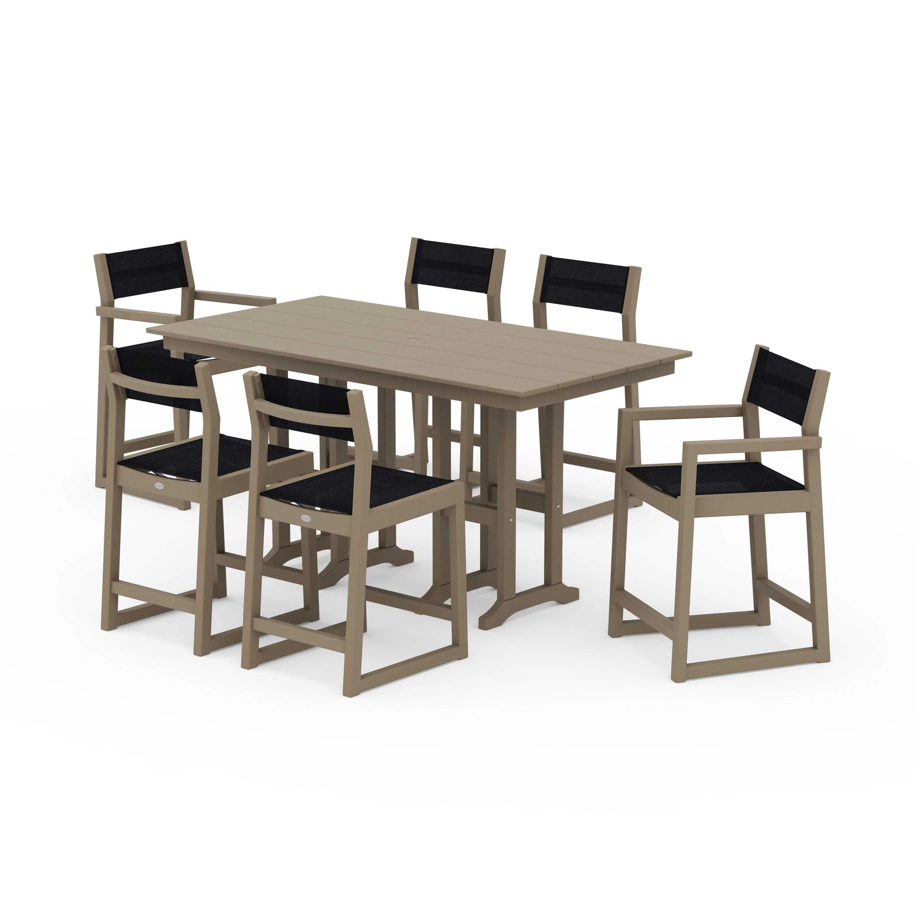 EDGE Sling 7-Piece Farmhouse Counter Set with Trestle Legs - Image 138