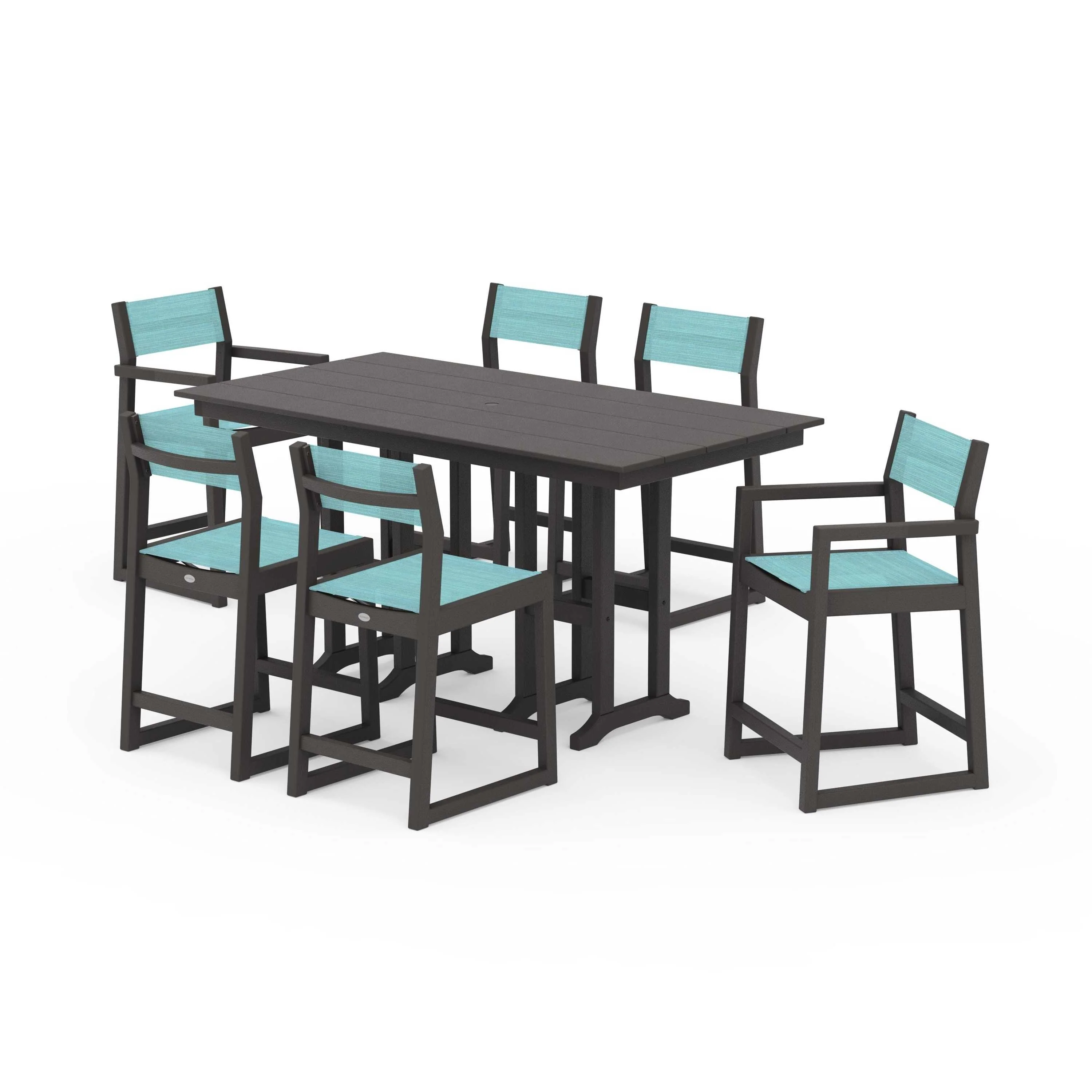 EDGE Sling 7-Piece Farmhouse Counter Set with Trestle Legs - Image 139