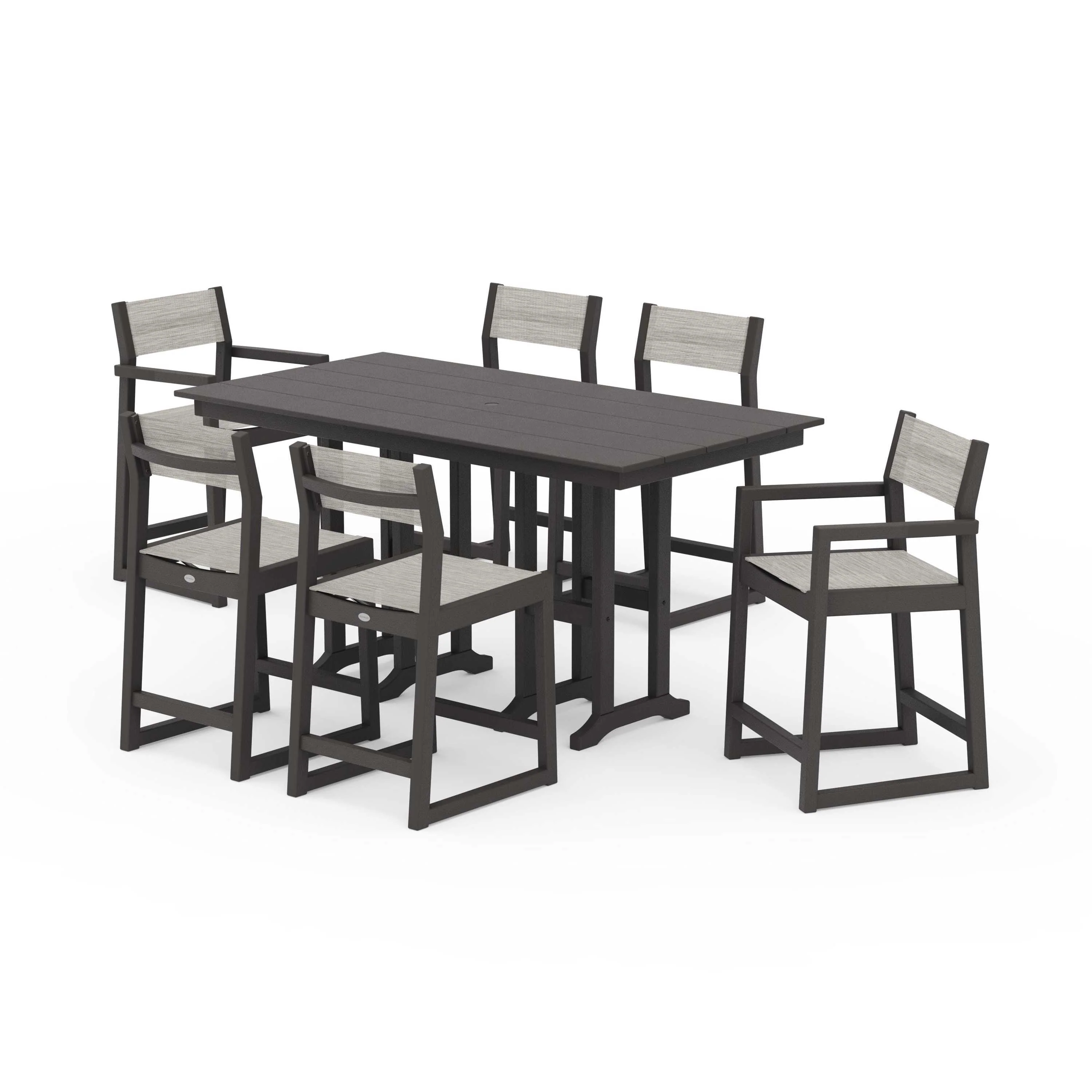 EDGE Sling 7-Piece Farmhouse Counter Set with Trestle Legs - Image 141