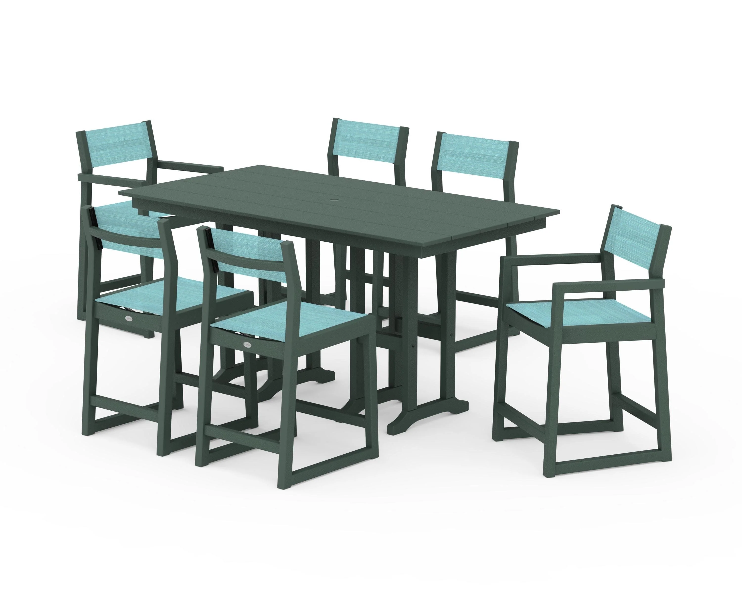 EDGE Sling 7-Piece Farmhouse Counter Set with Trestle Legs - Image 20
