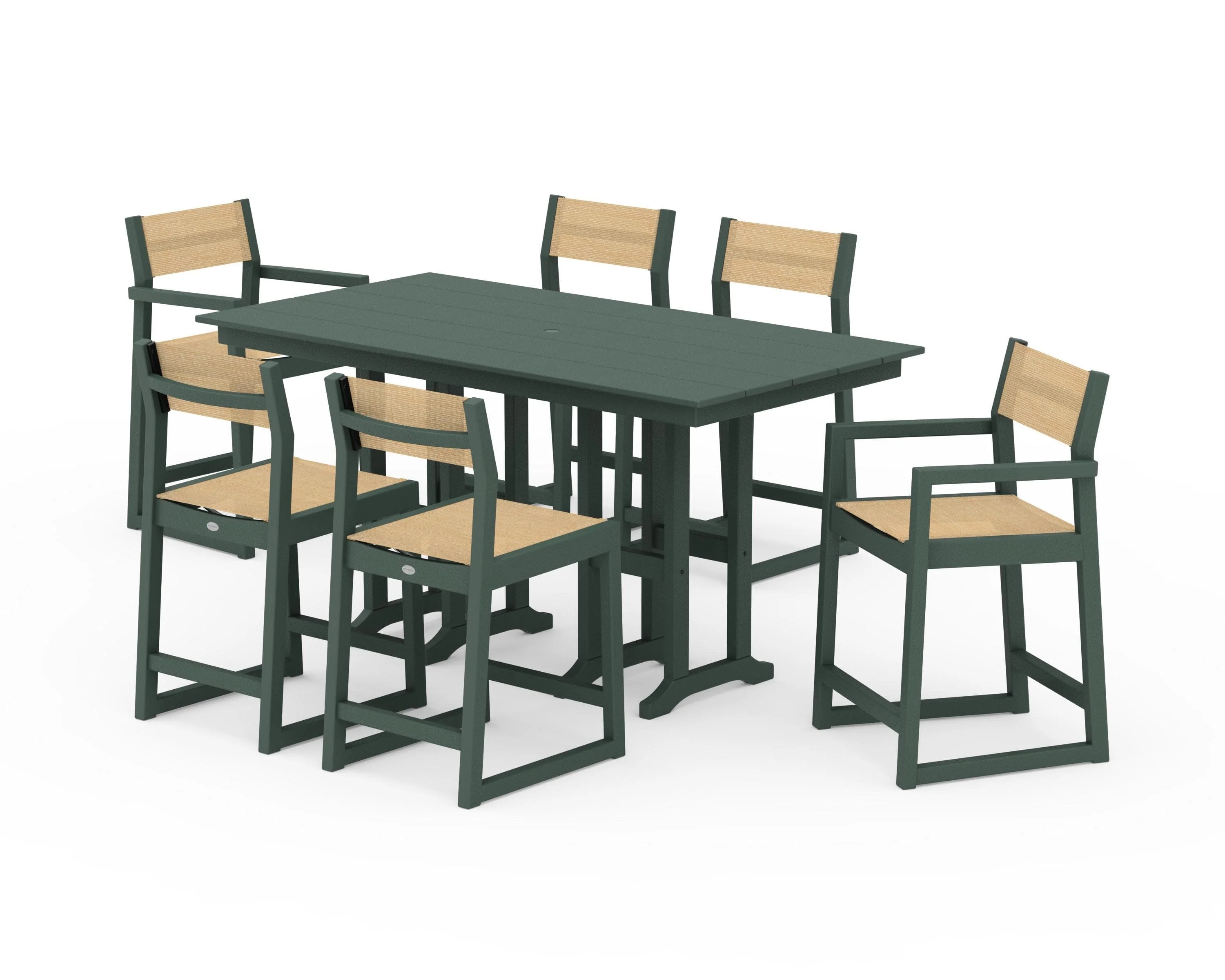 EDGE Sling 7-Piece Farmhouse Counter Set with Trestle Legs - Image 22