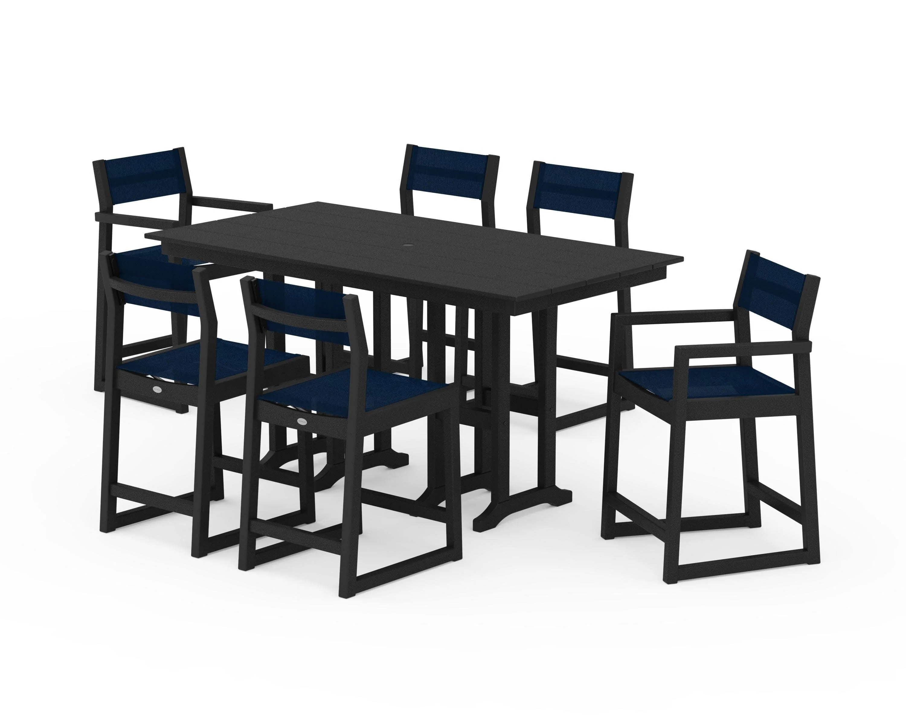 EDGE Sling 7-Piece Farmhouse Counter Set with Trestle Legs - Image 3