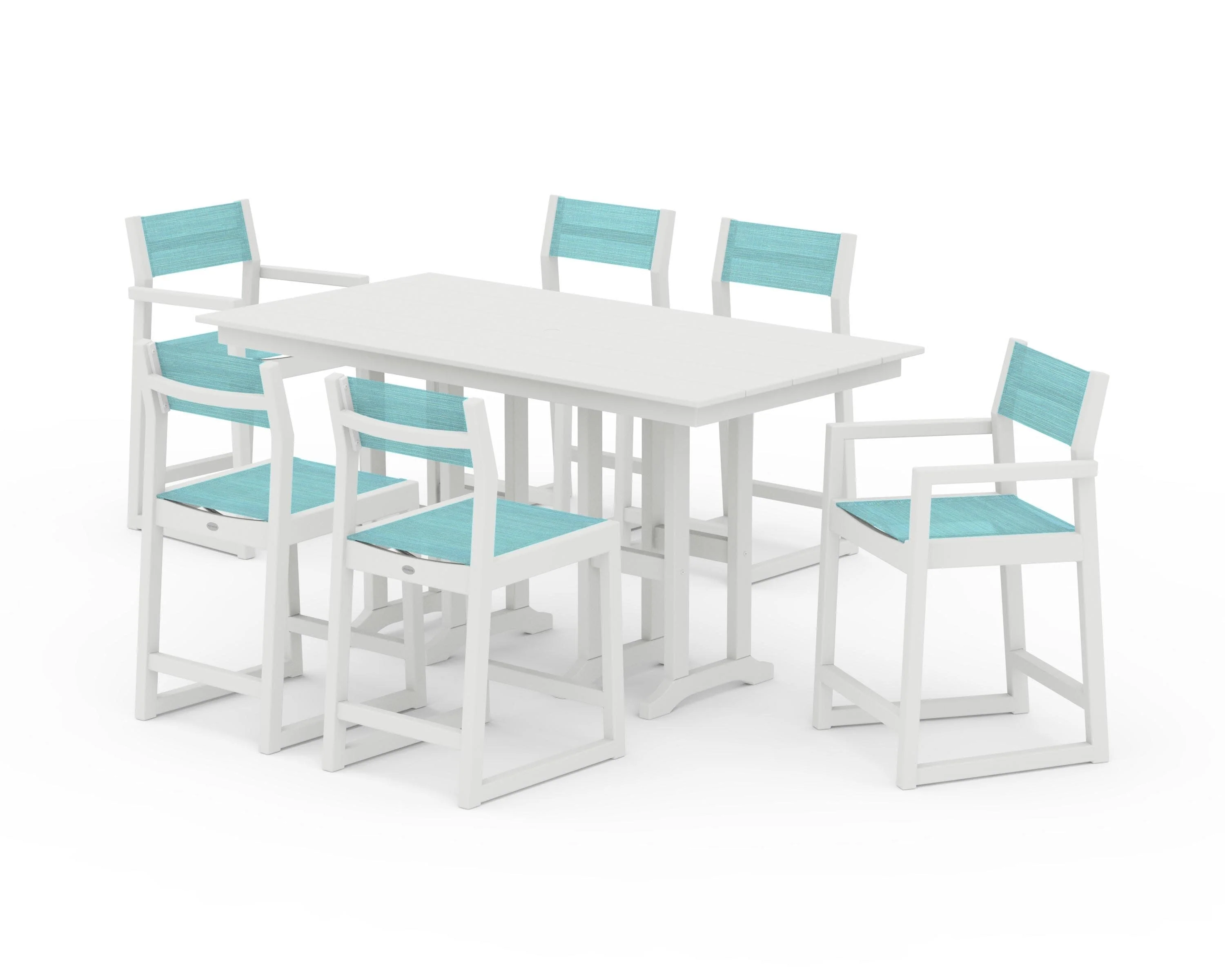 EDGE Sling 7-Piece Farmhouse Counter Set with Trestle Legs - Image 31