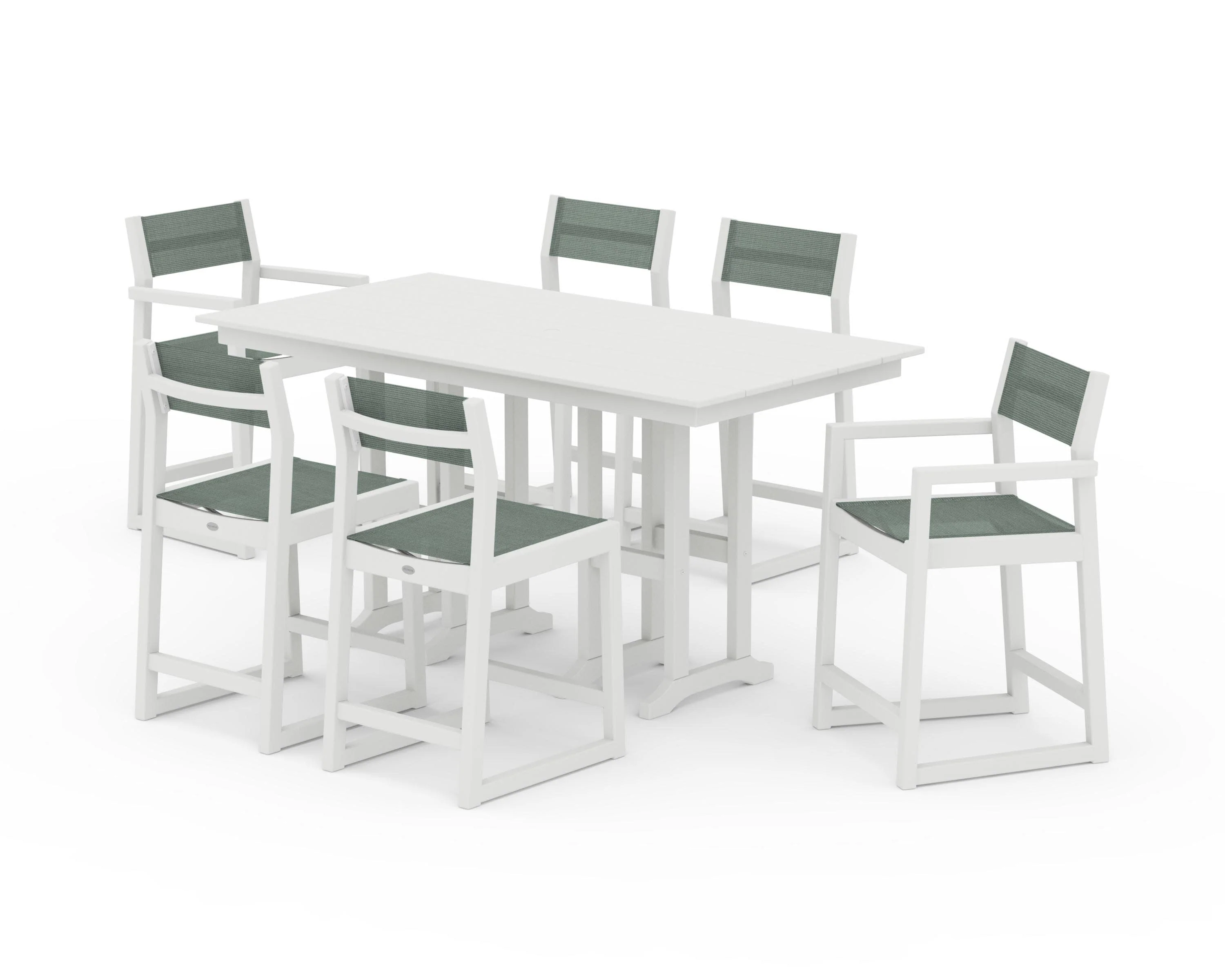 EDGE Sling 7-Piece Farmhouse Counter Set with Trestle Legs - Image 34