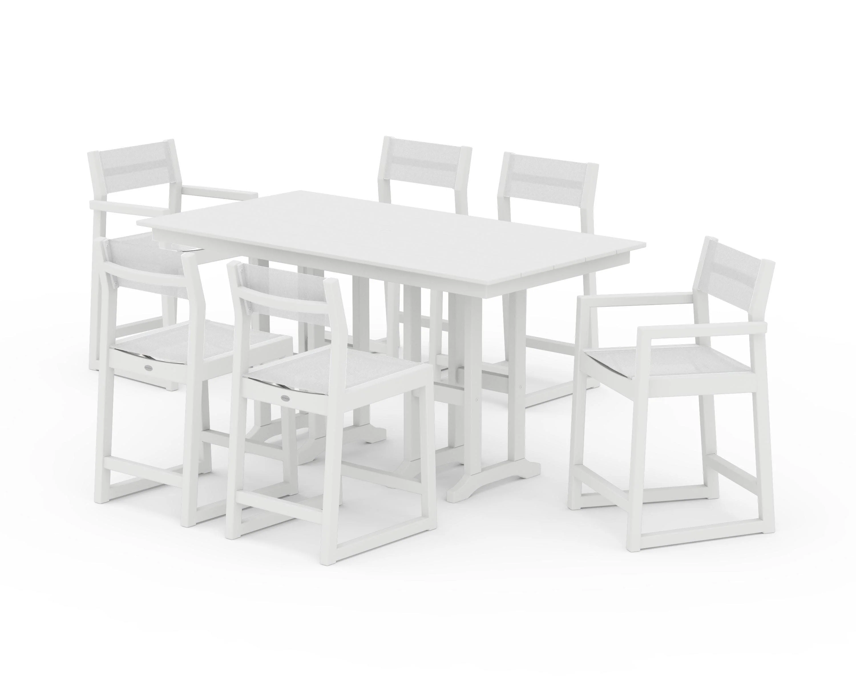 EDGE Sling 7-Piece Farmhouse Counter Set with Trestle Legs - Image 35