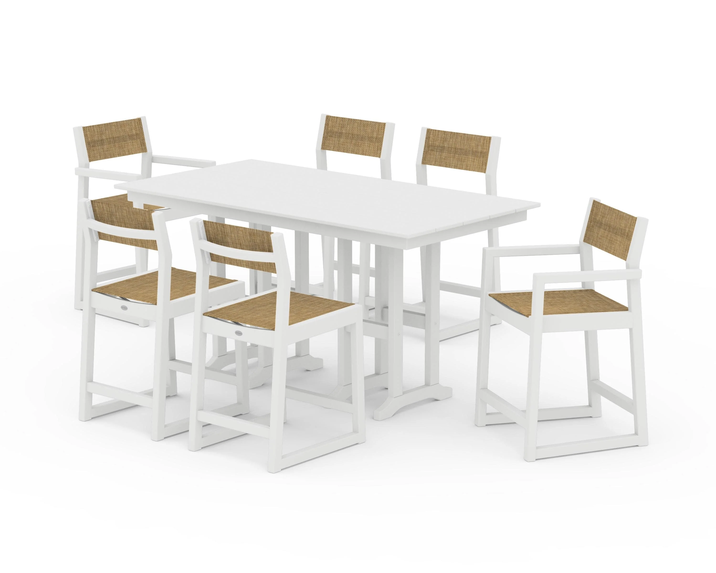 EDGE Sling 7-Piece Farmhouse Counter Set with Trestle Legs - Image 39