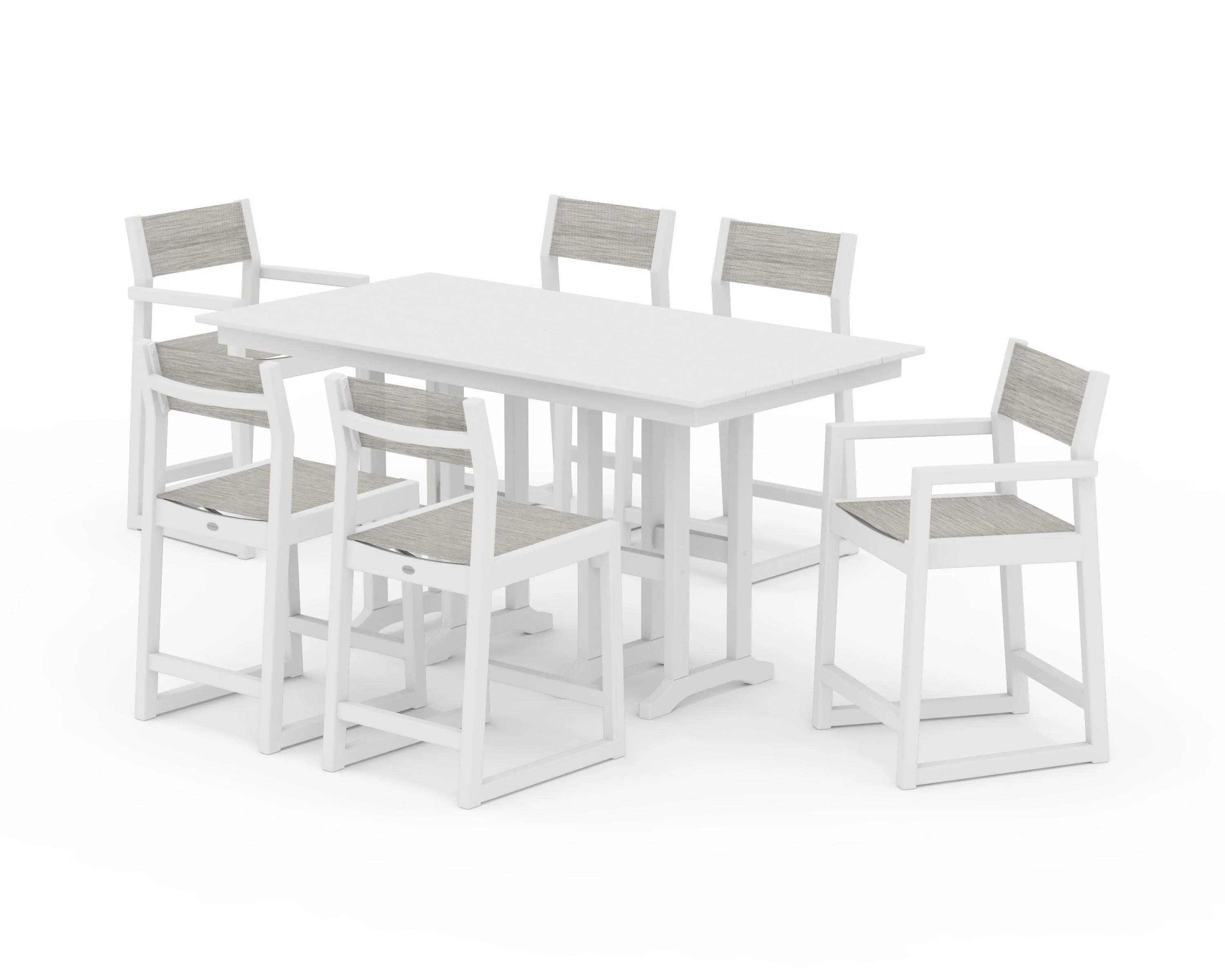 EDGE Sling 7-Piece Farmhouse Counter Set with Trestle Legs - Image 40
