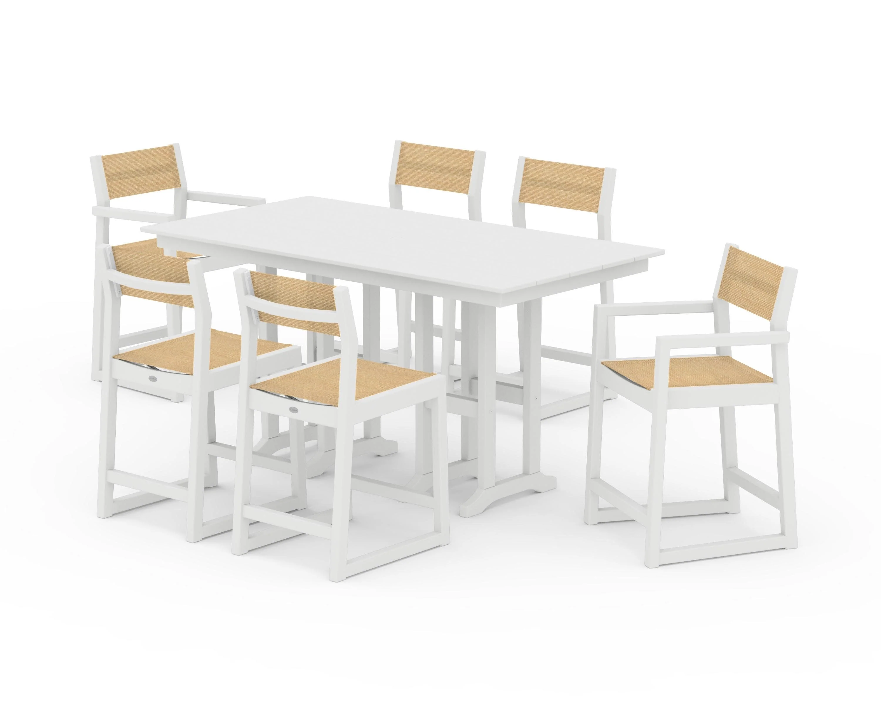 EDGE Sling 7-Piece Farmhouse Counter Set with Trestle Legs - Image 43