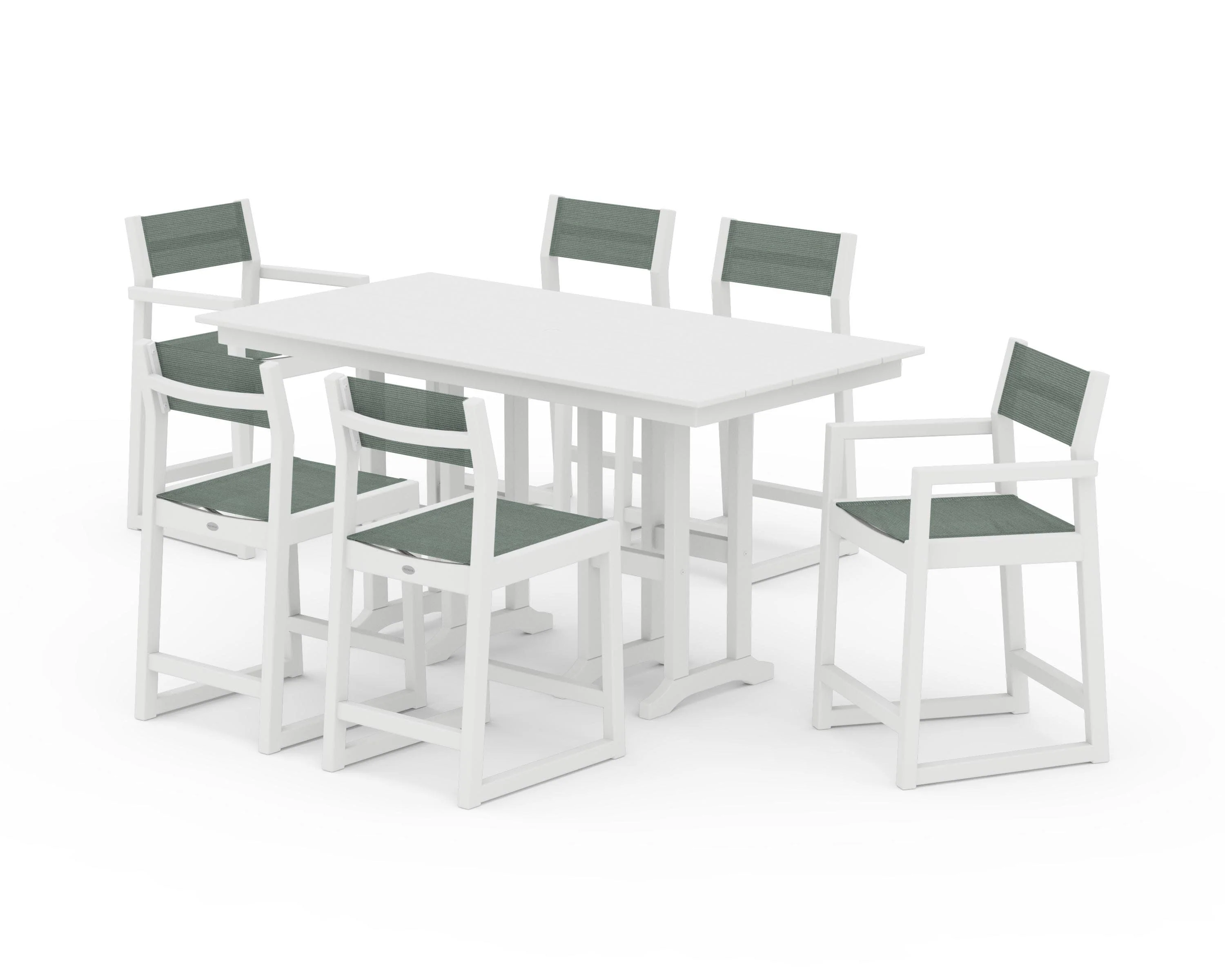 EDGE Sling 7-Piece Farmhouse Counter Set with Trestle Legs - Image 44