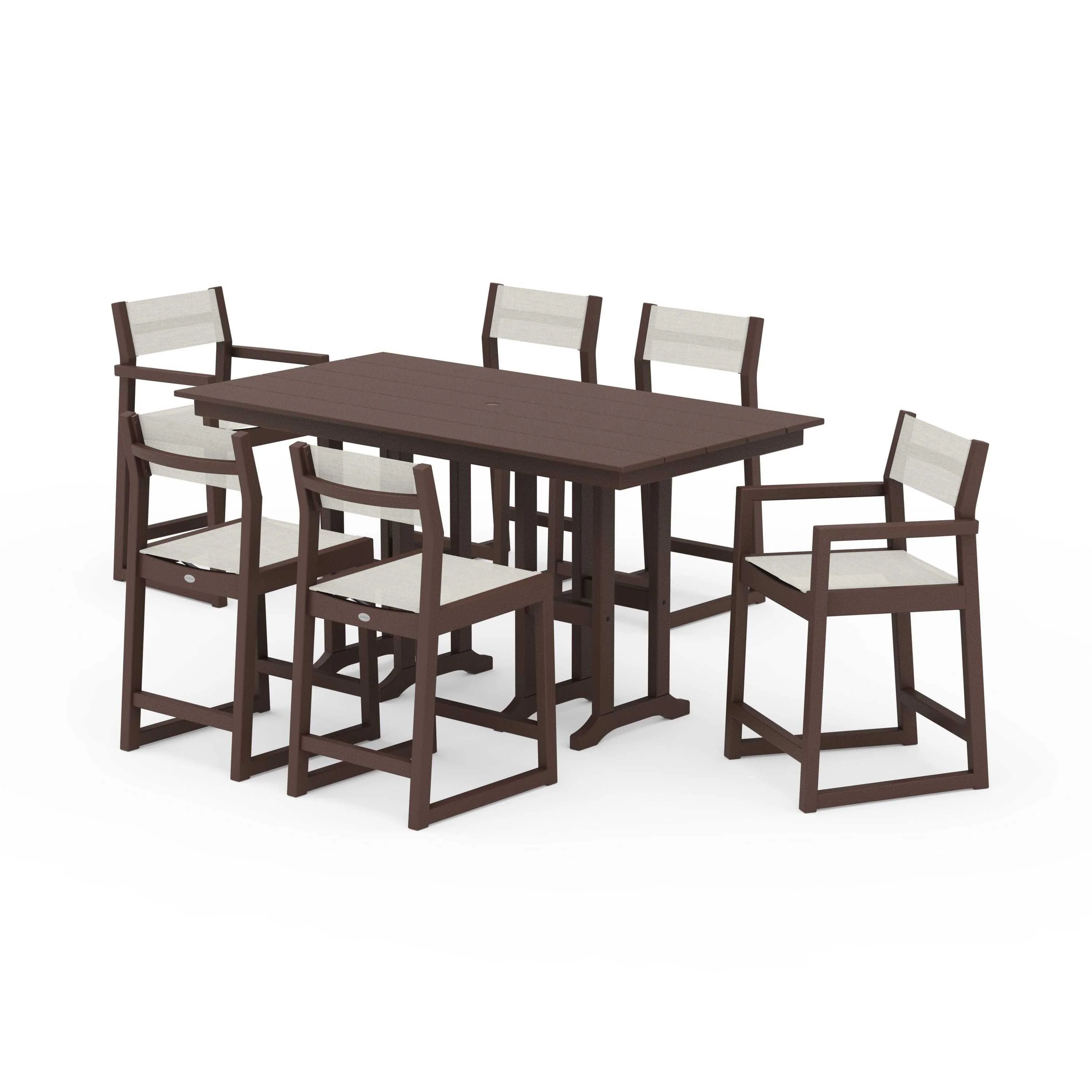 EDGE Sling 7-Piece Farmhouse Counter Set with Trestle Legs - Image 51