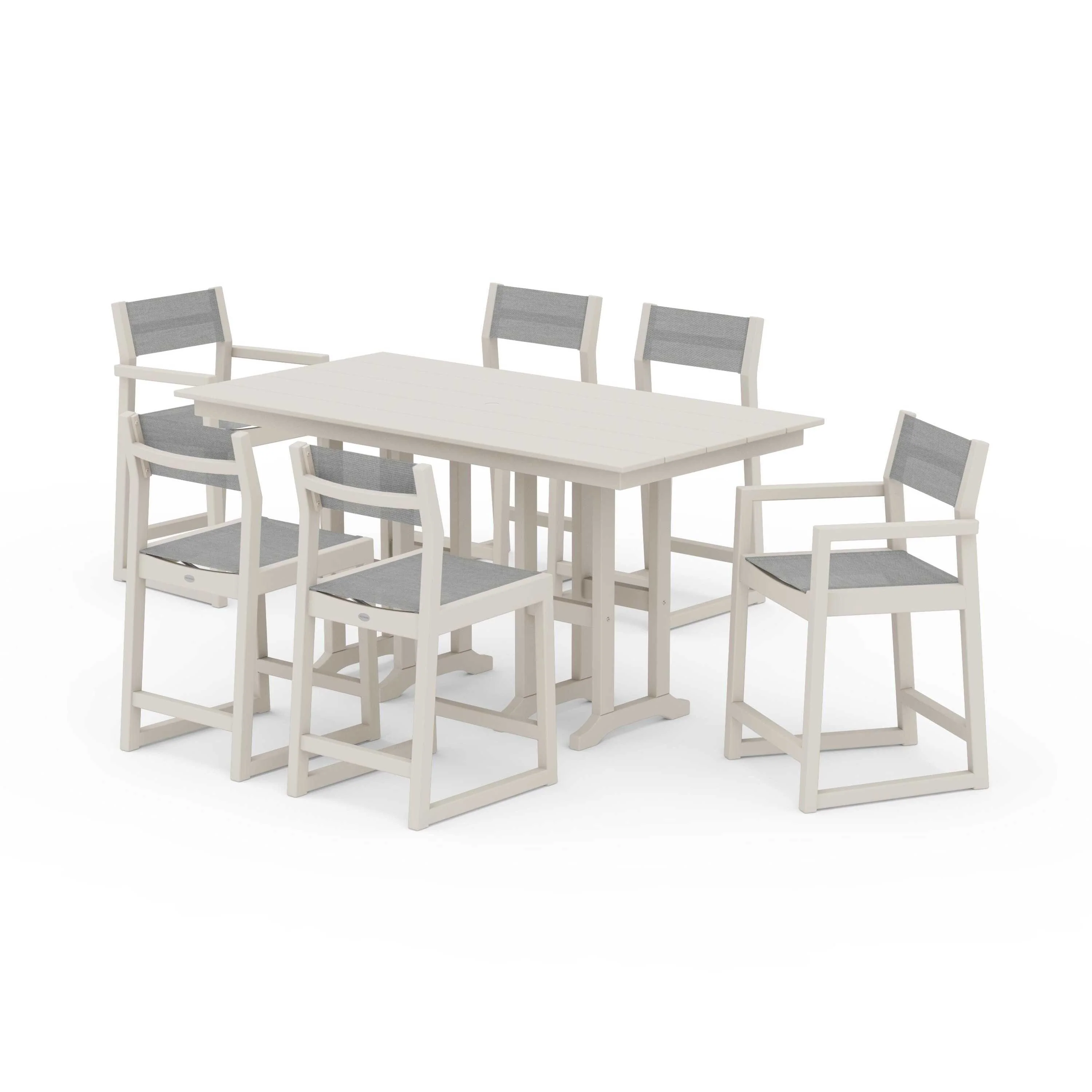 EDGE Sling 7-Piece Farmhouse Counter Set with Trestle Legs - Image 53