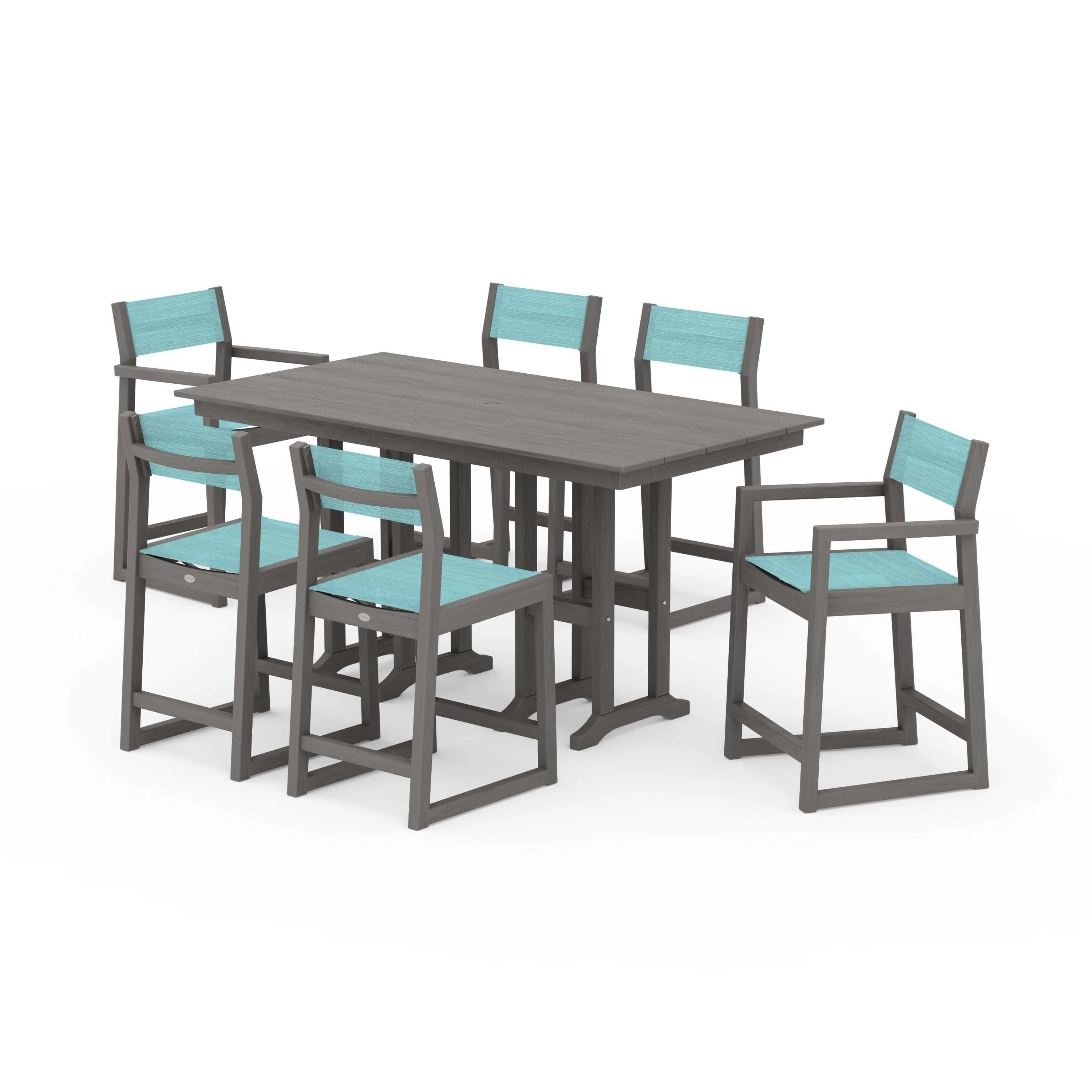 EDGE Sling 7-Piece Farmhouse Counter Set with Trestle Legs - Image 61
