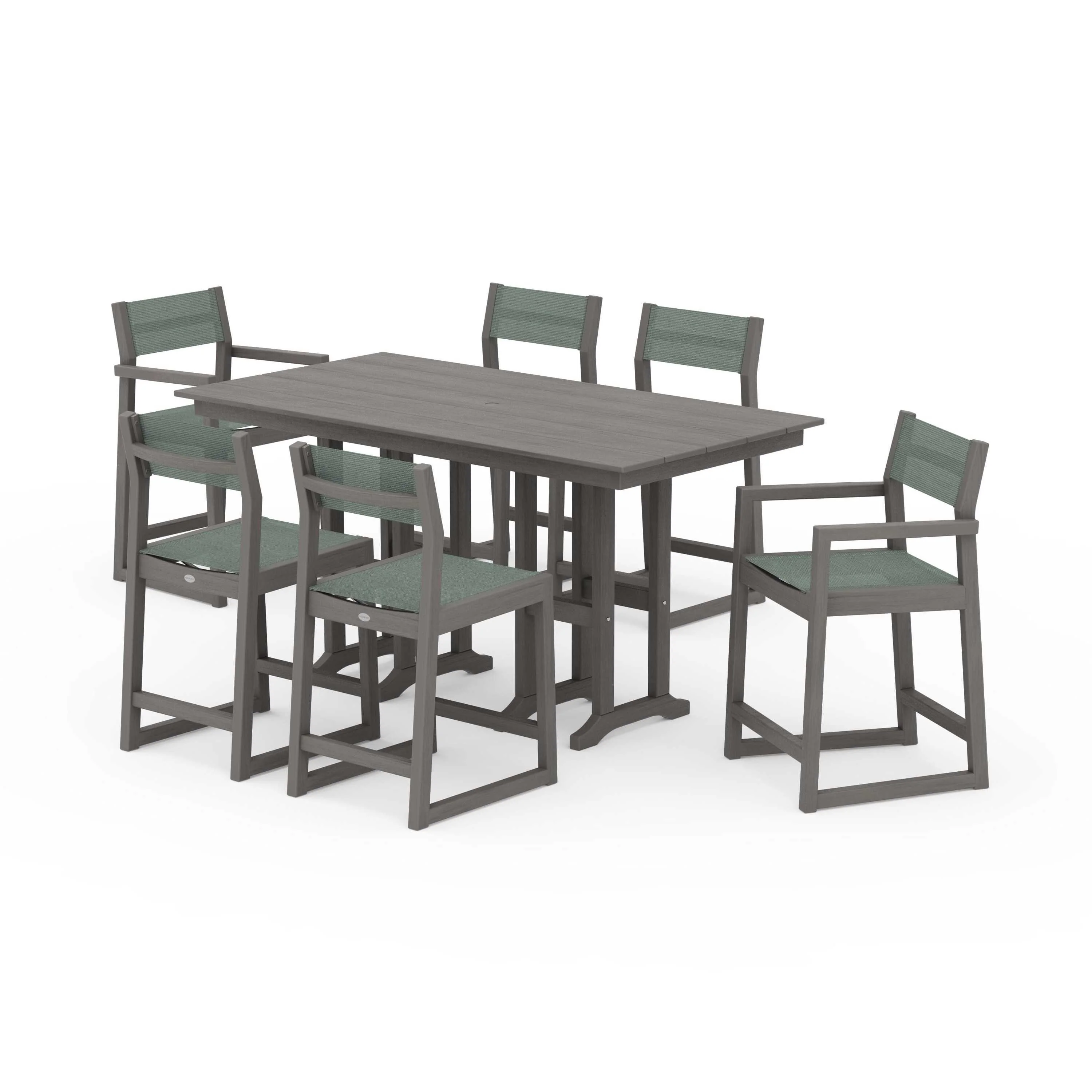 EDGE Sling 7-Piece Farmhouse Counter Set with Trestle Legs - Image 65
