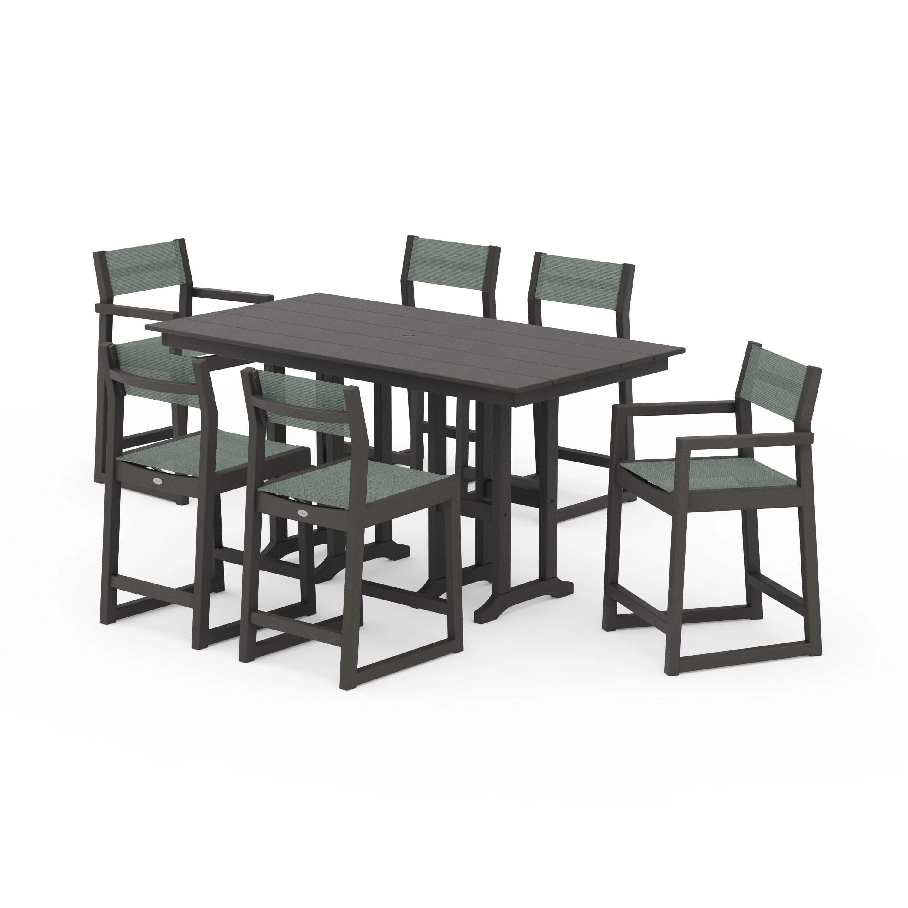 EDGE Sling 7-Piece Farmhouse Counter Set with Trestle Legs - Image 67