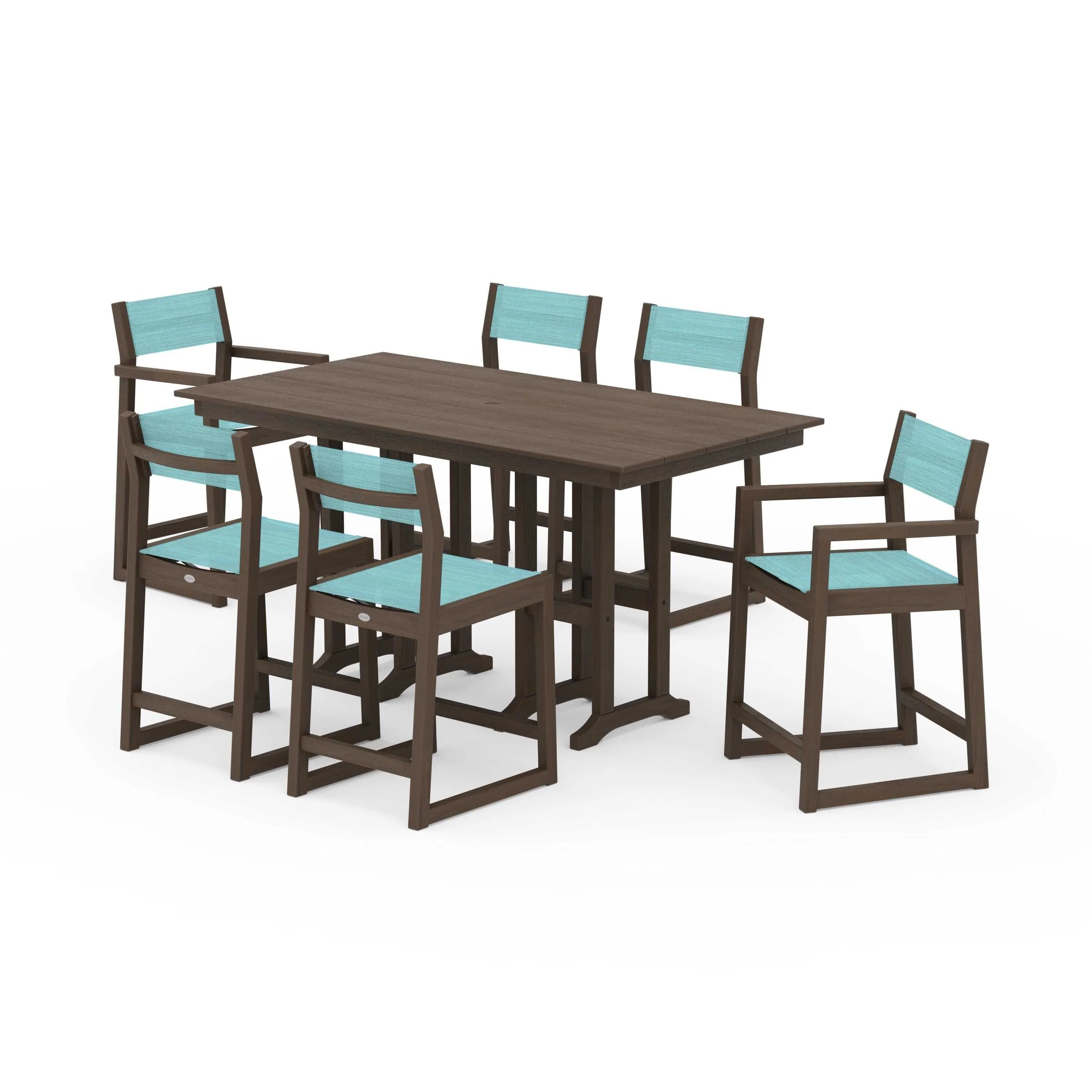 EDGE Sling 7-Piece Farmhouse Counter Set with Trestle Legs - Image 68