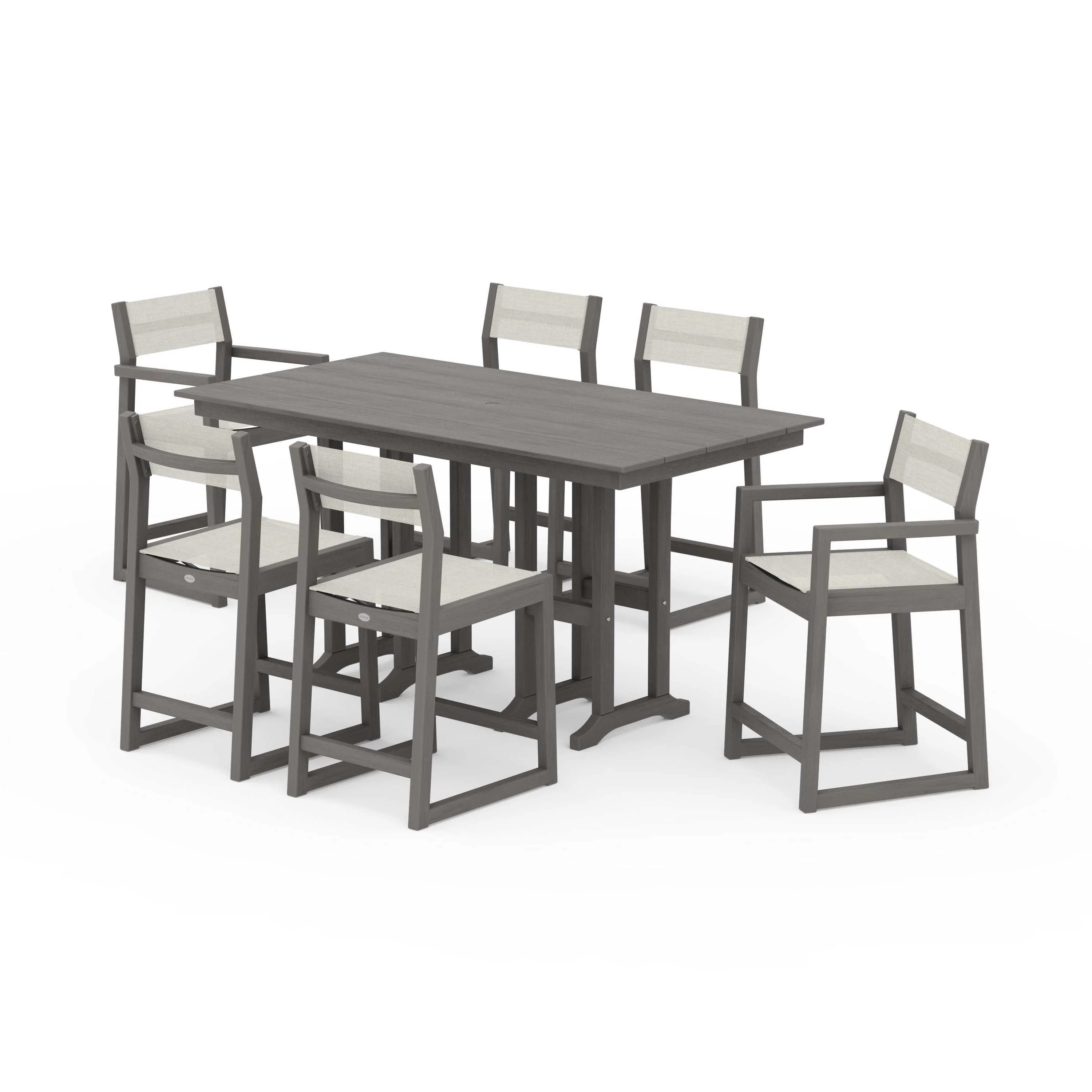 EDGE Sling 7-Piece Farmhouse Counter Set with Trestle Legs - Image 71