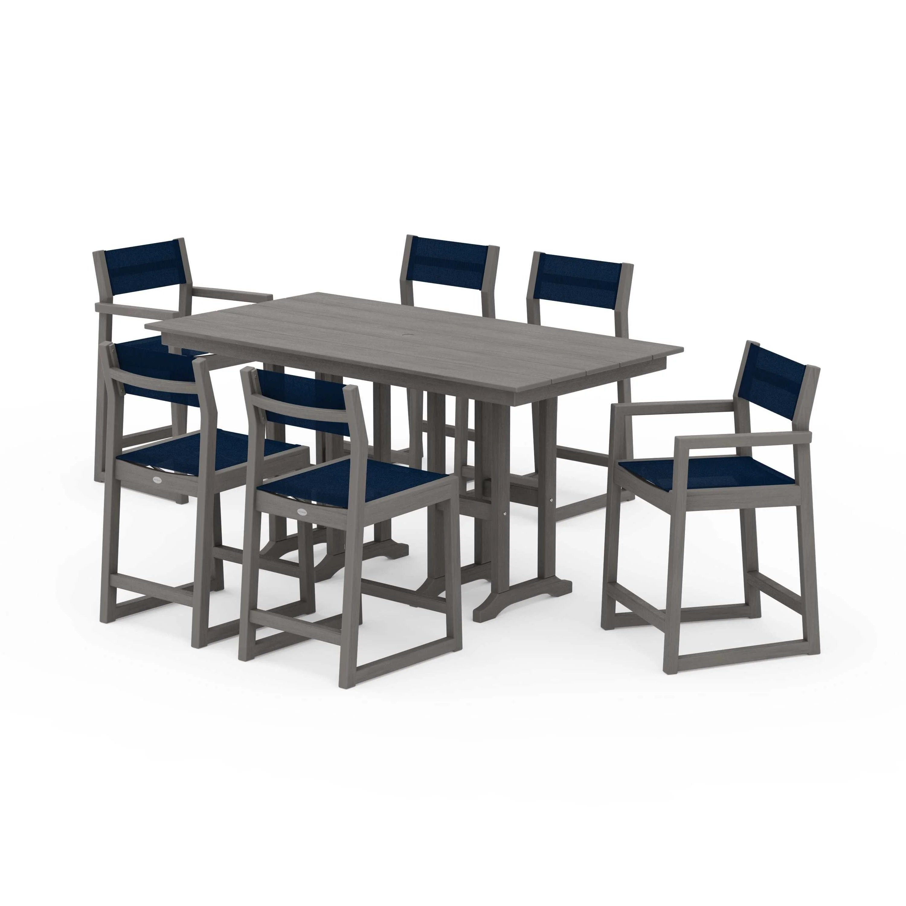 EDGE Sling 7-Piece Farmhouse Counter Set with Trestle Legs - Image 72