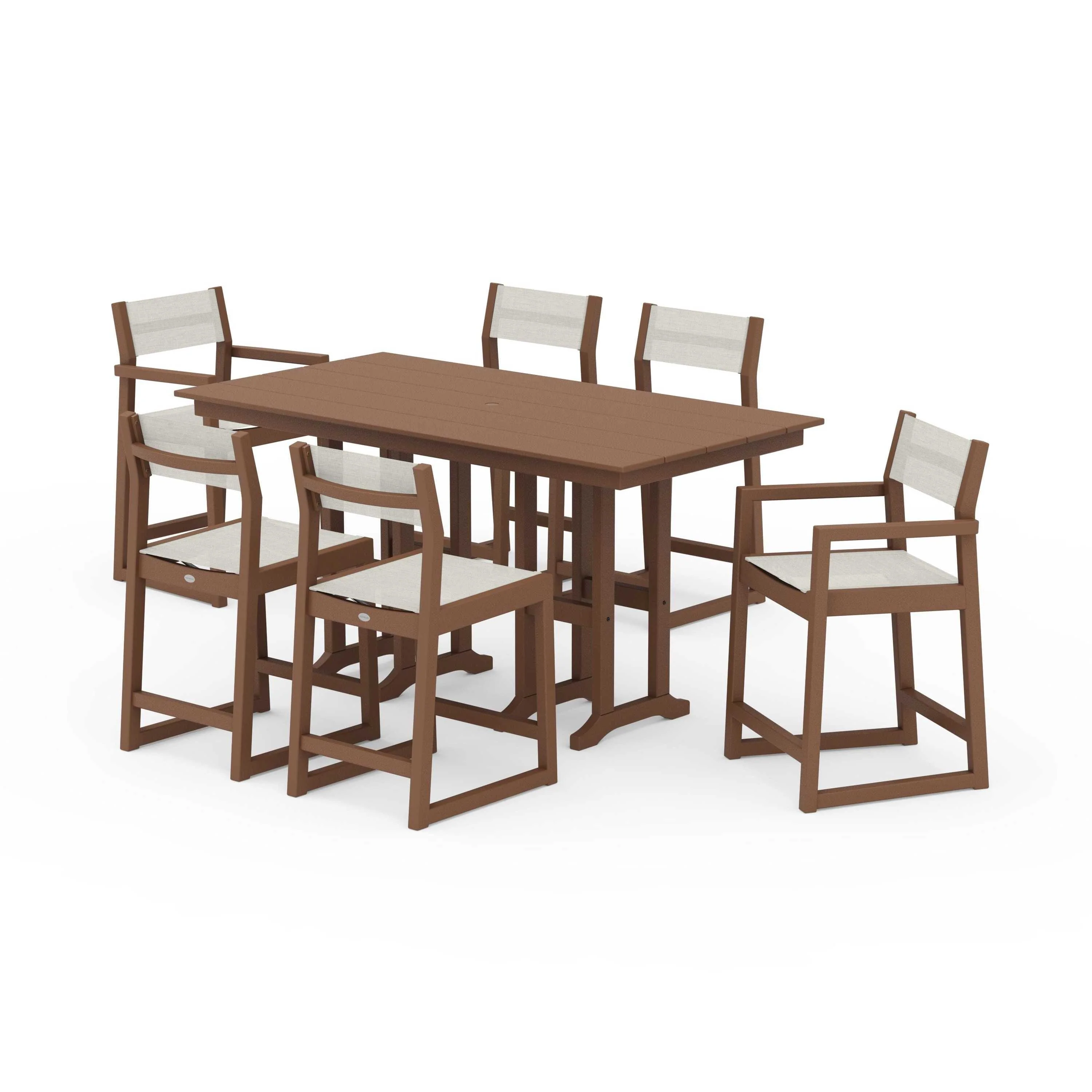 EDGE Sling 7-Piece Farmhouse Counter Set with Trestle Legs - Image 73
