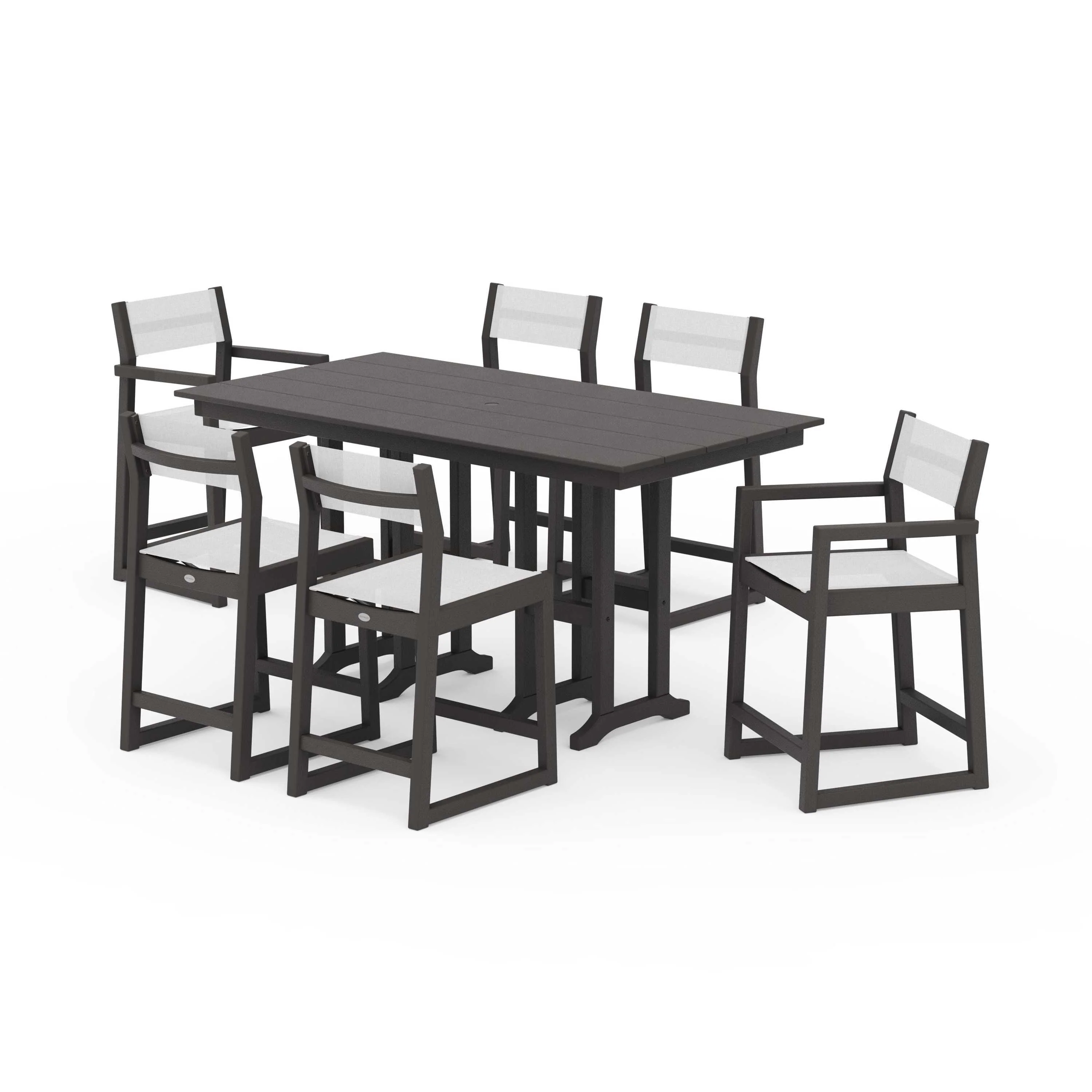 EDGE Sling 7-Piece Farmhouse Counter Set with Trestle Legs - Image 76