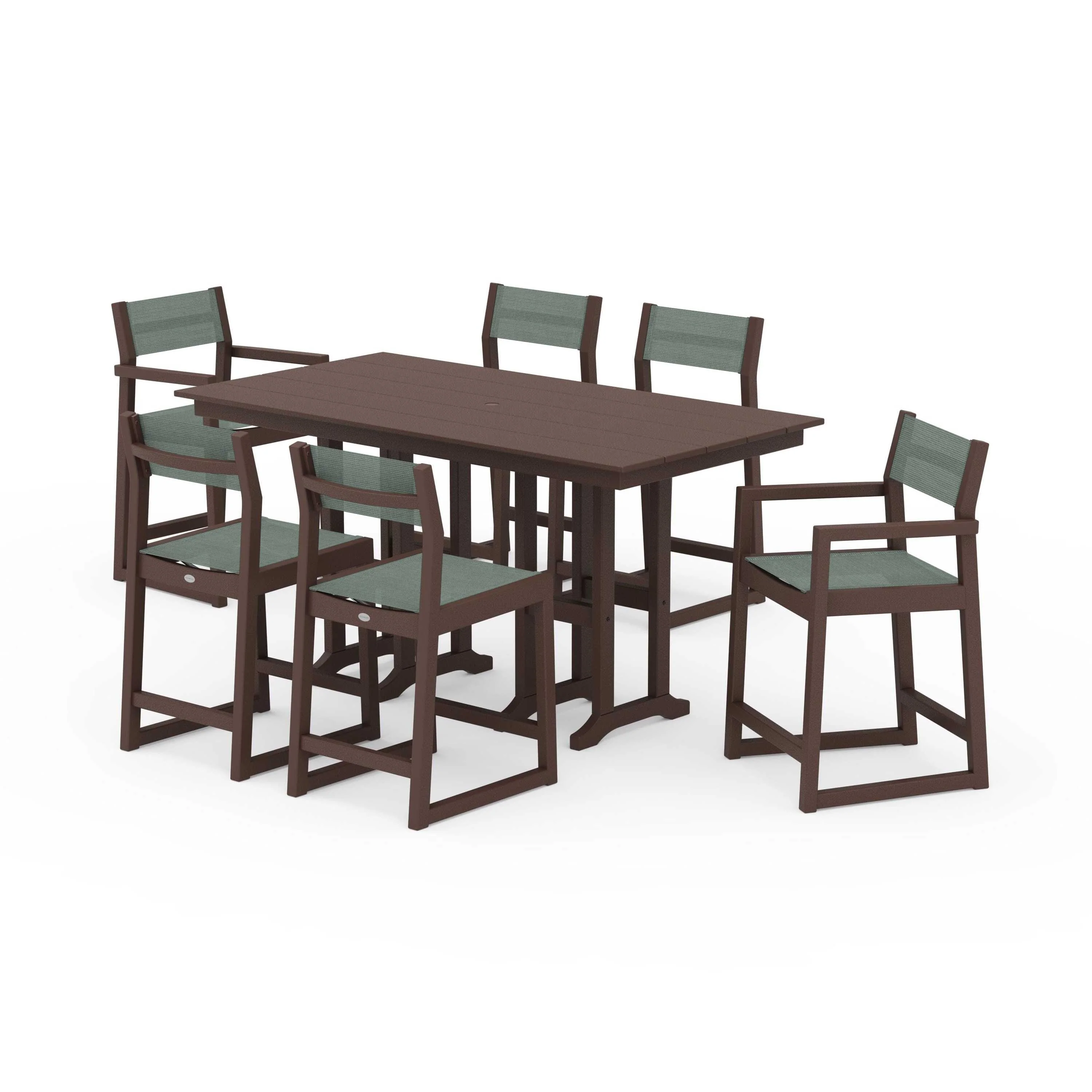 EDGE Sling 7-Piece Farmhouse Counter Set with Trestle Legs - Image 79