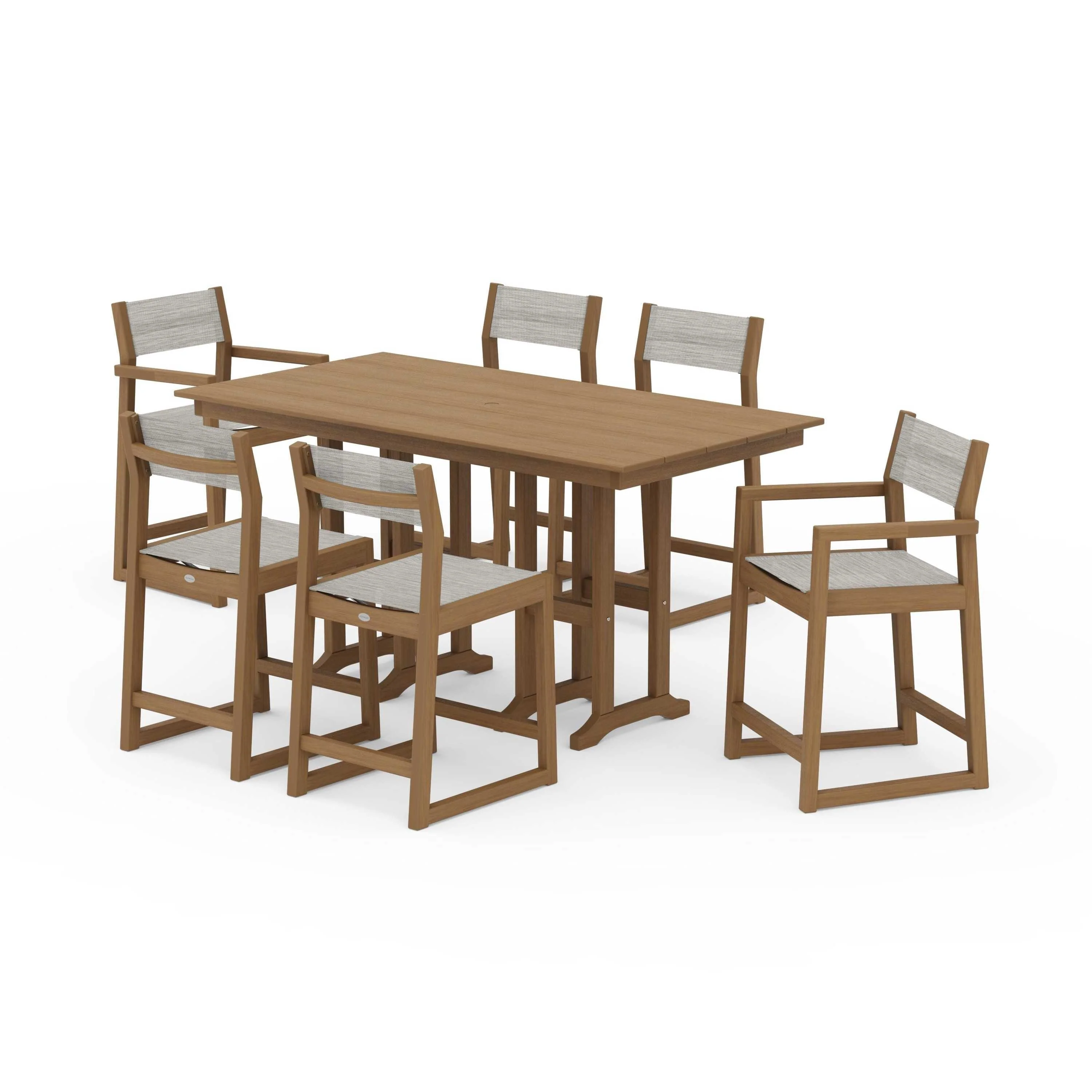 EDGE Sling 7-Piece Farmhouse Counter Set with Trestle Legs - Image 80