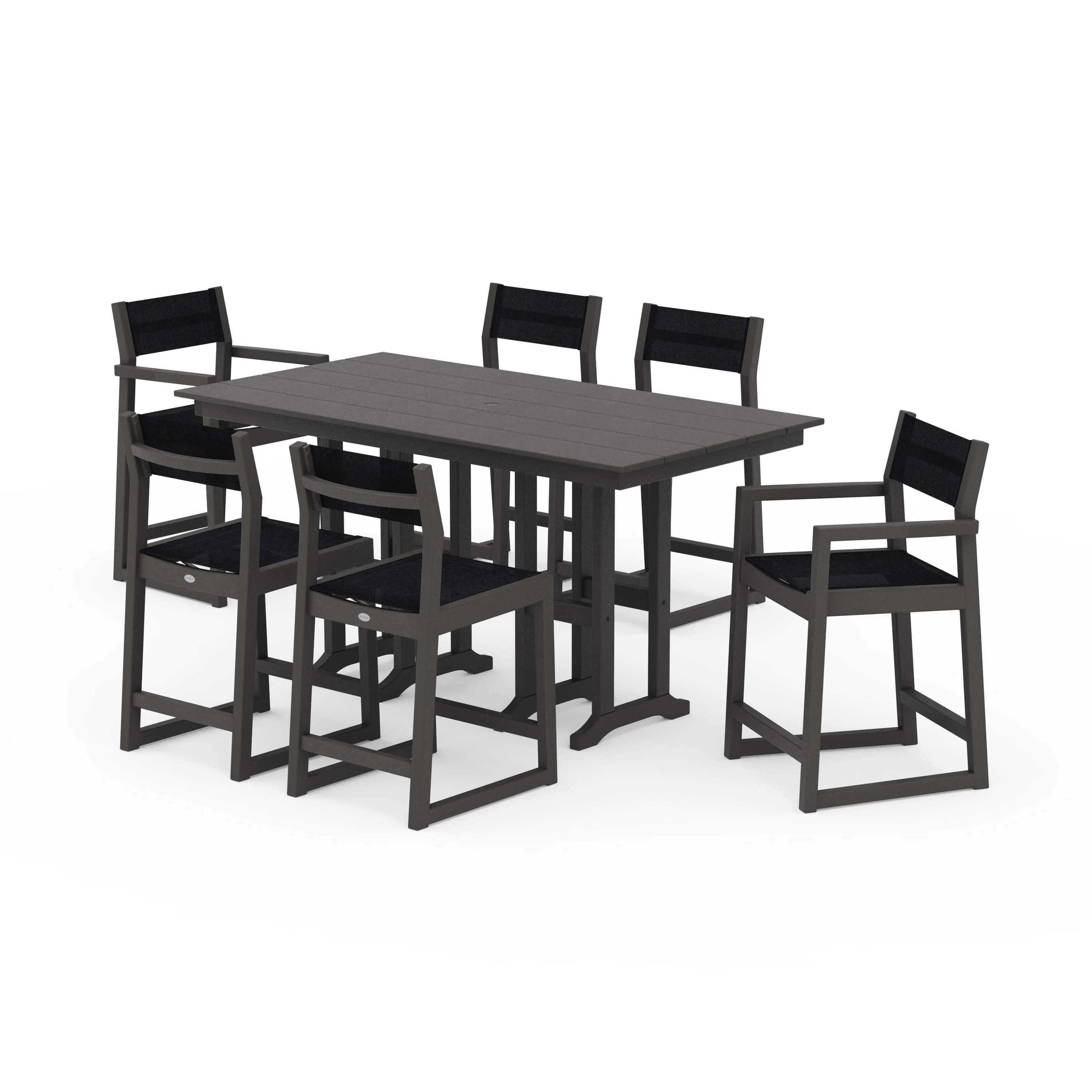 EDGE Sling 7-Piece Farmhouse Counter Set with Trestle Legs - Image 81