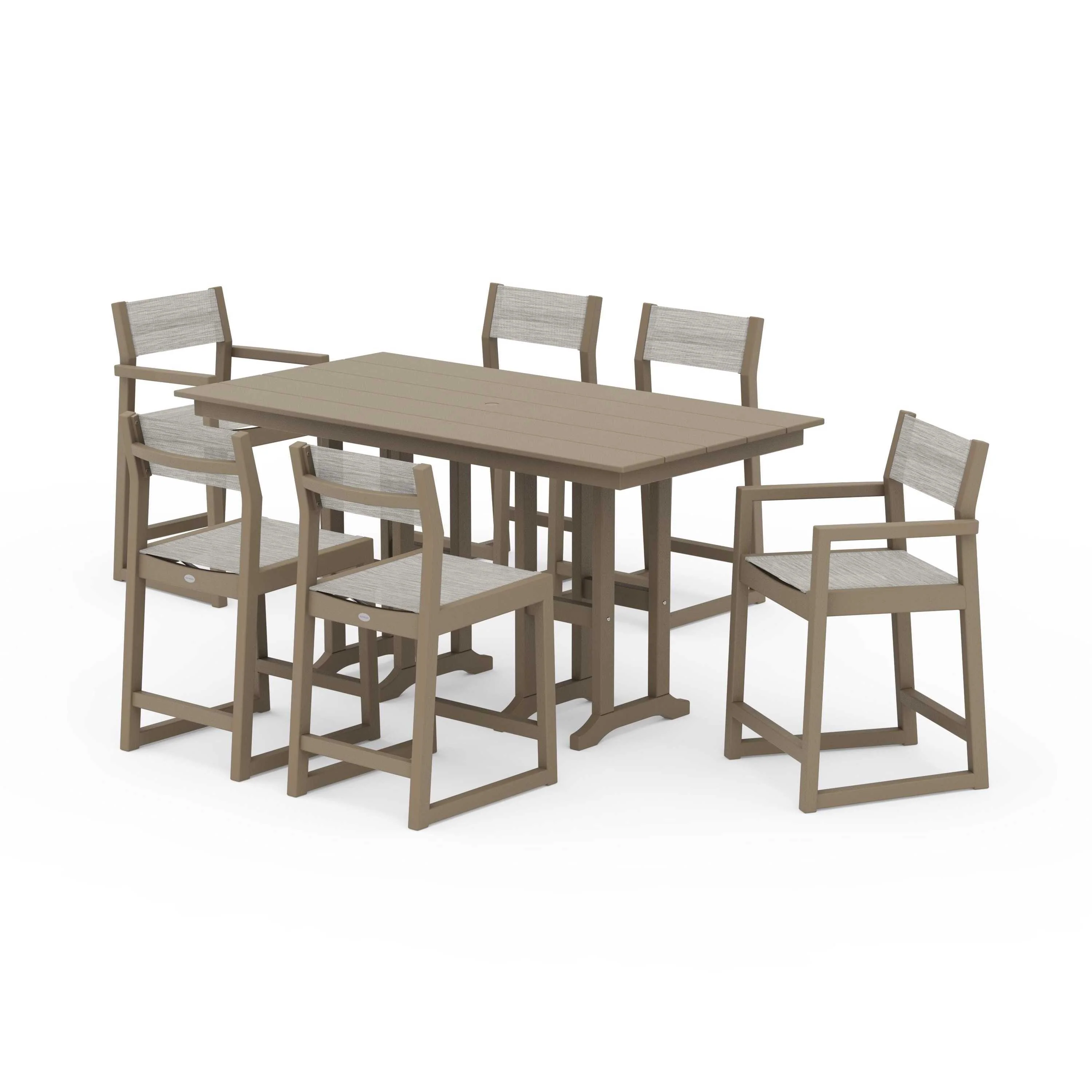 EDGE Sling 7-Piece Farmhouse Counter Set with Trestle Legs - Image 82