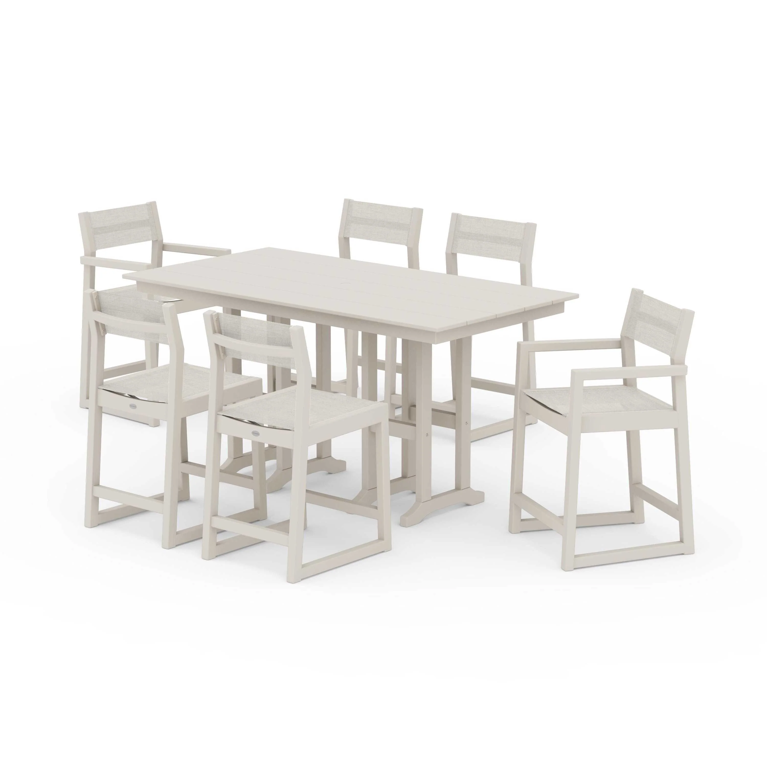 EDGE Sling 7-Piece Farmhouse Counter Set with Trestle Legs - Image 85