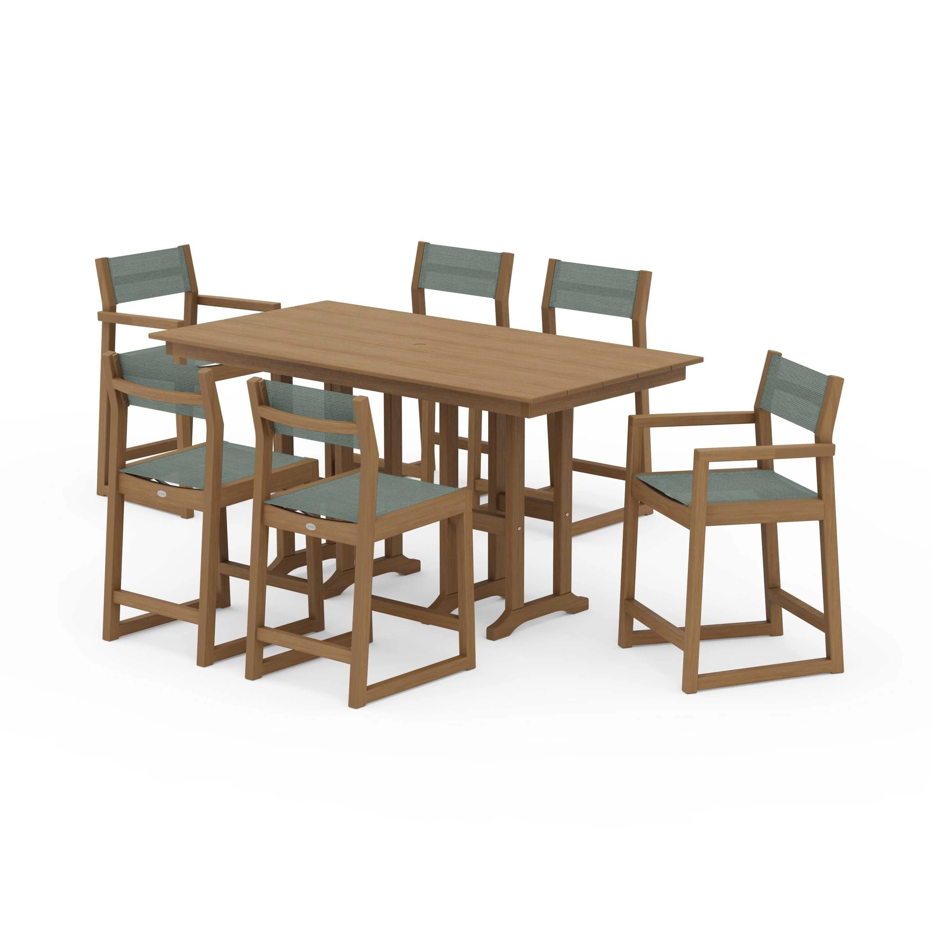EDGE Sling 7-Piece Farmhouse Counter Set with Trestle Legs - Image 89