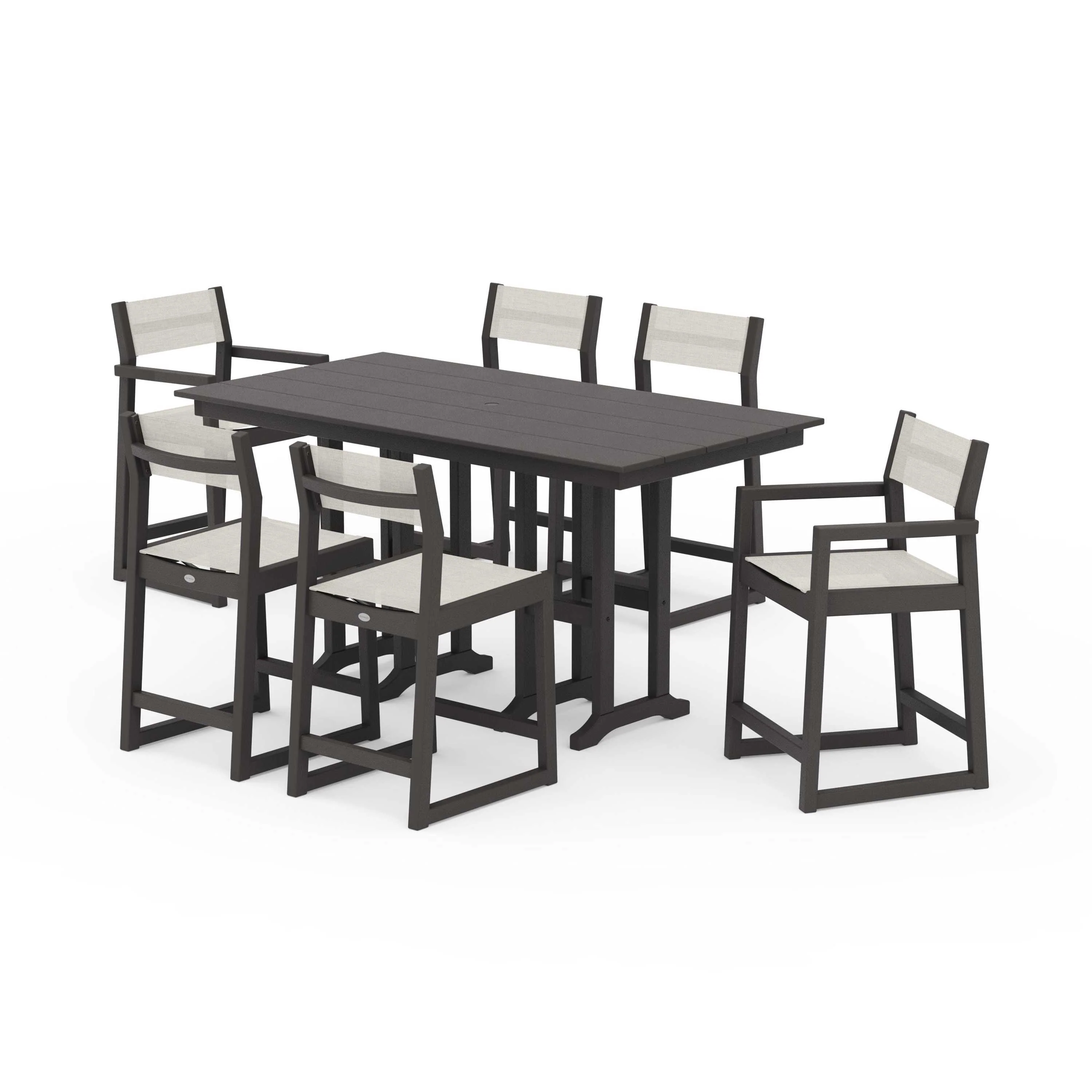 EDGE Sling 7-Piece Farmhouse Counter Set with Trestle Legs - Image 90