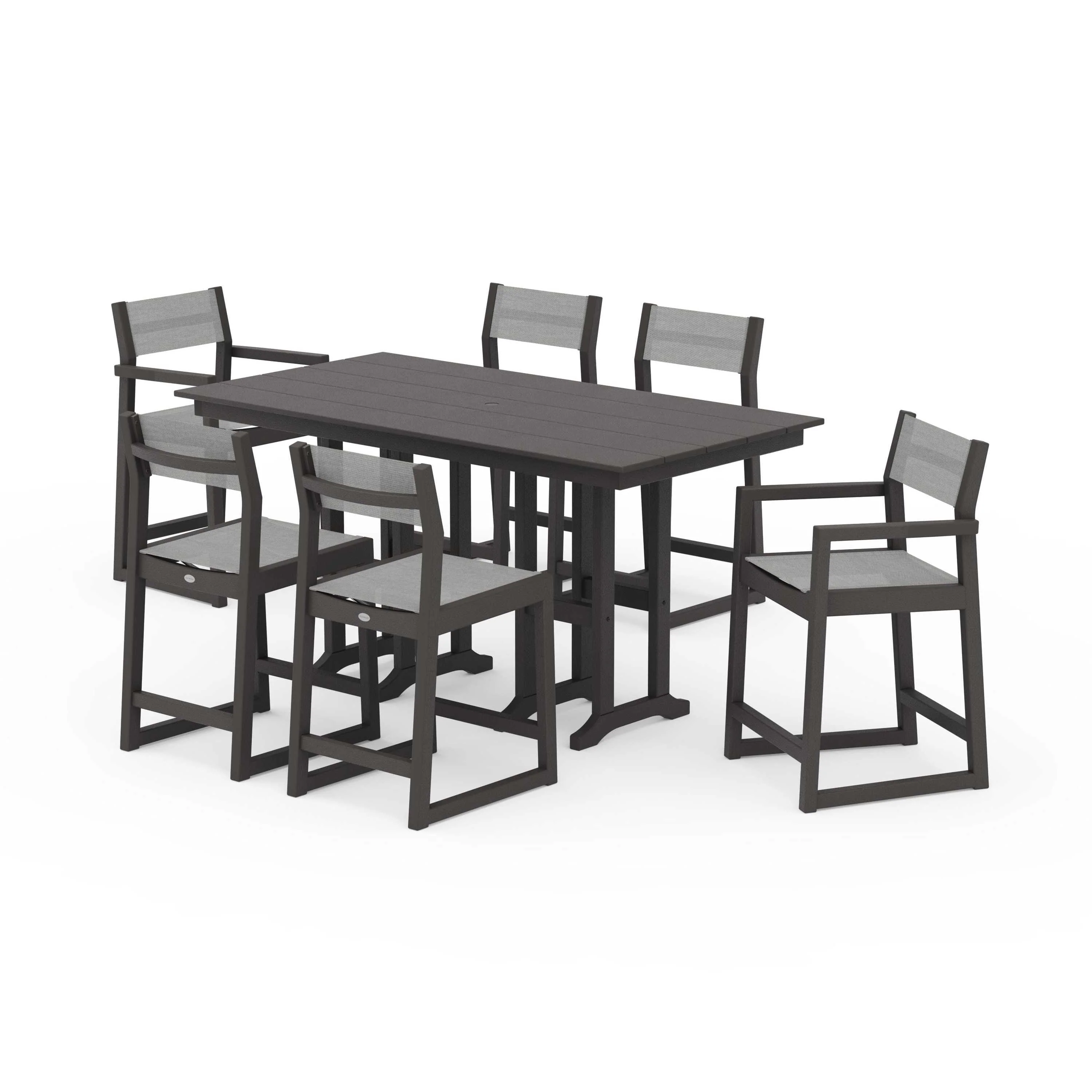 EDGE Sling 7-Piece Farmhouse Counter Set with Trestle Legs - Image 92